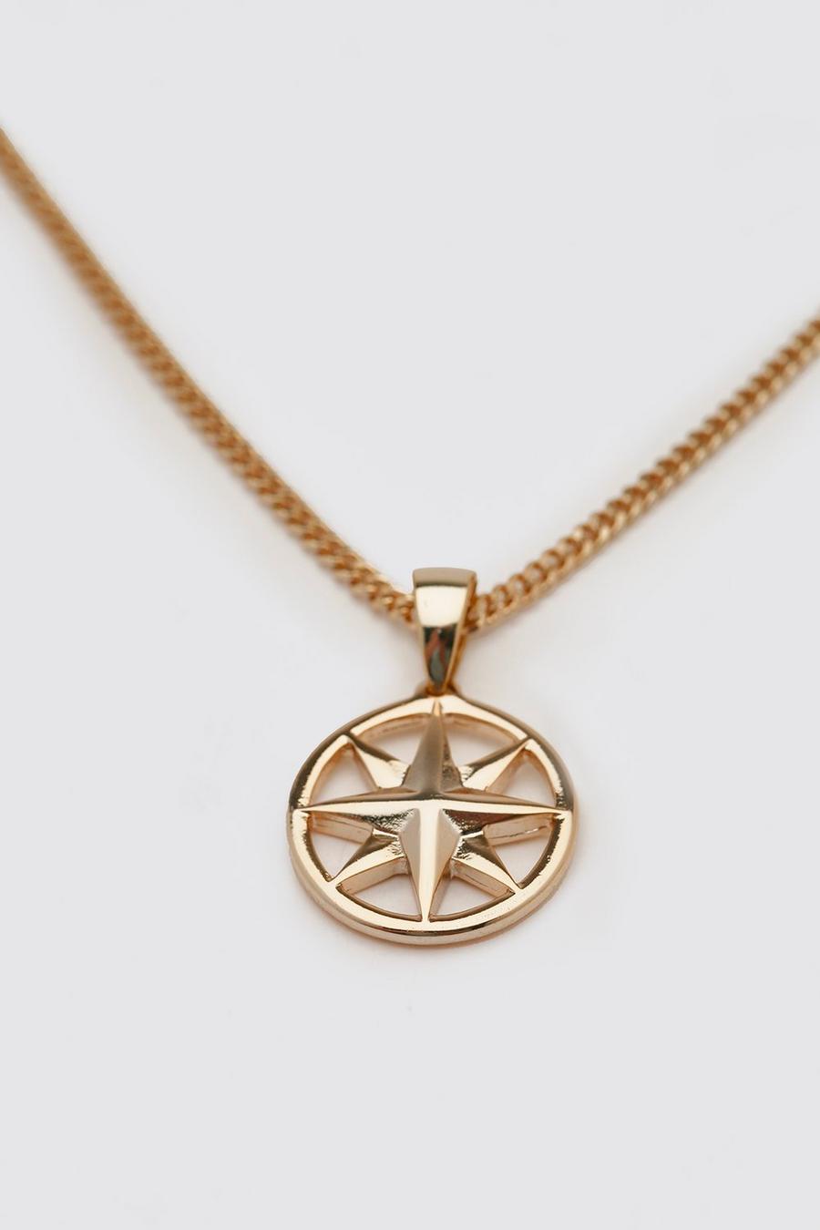 Gold Chain Necklace With Compass Pendant image number 1