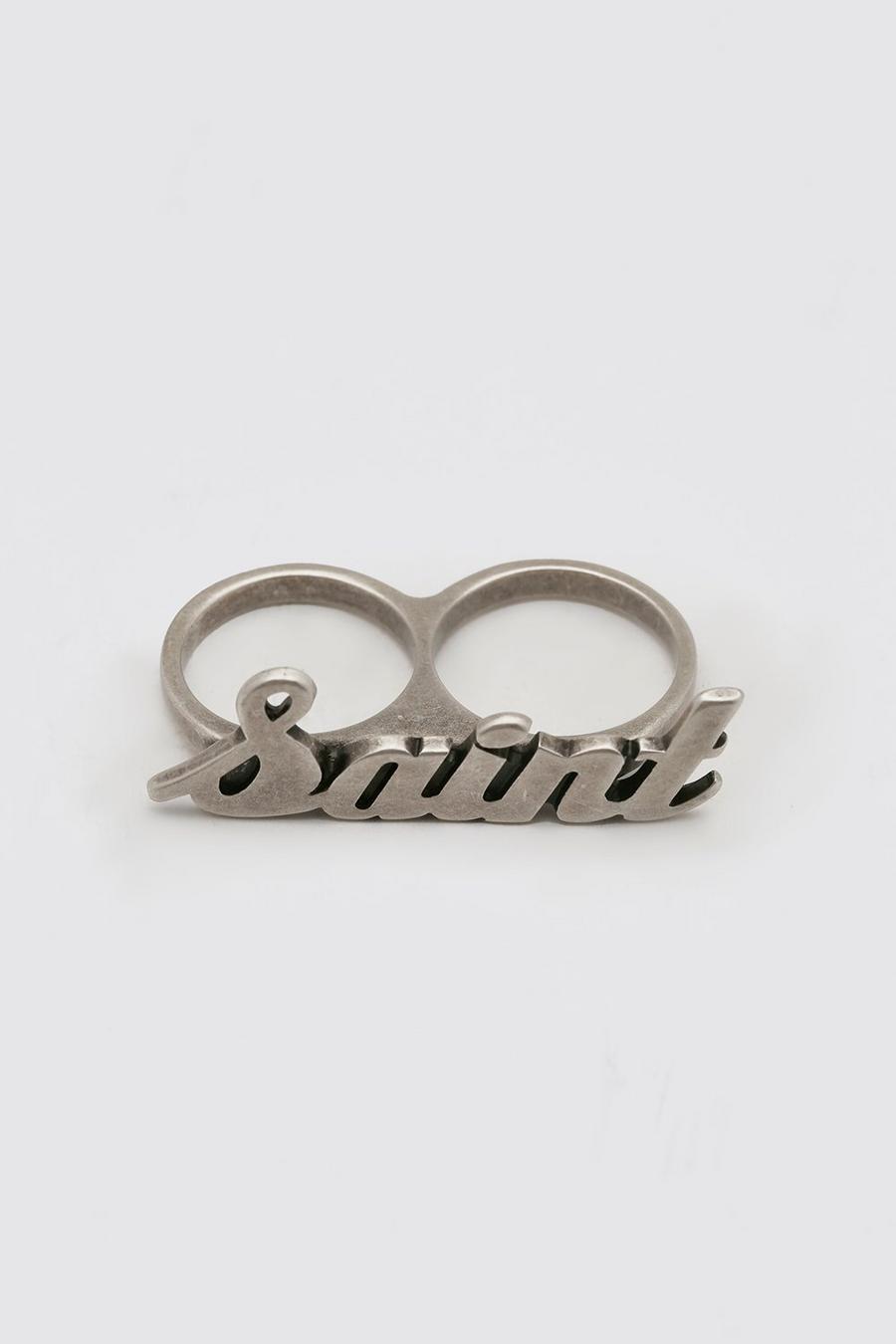 Silver Double Finger Saint Ring image number 1