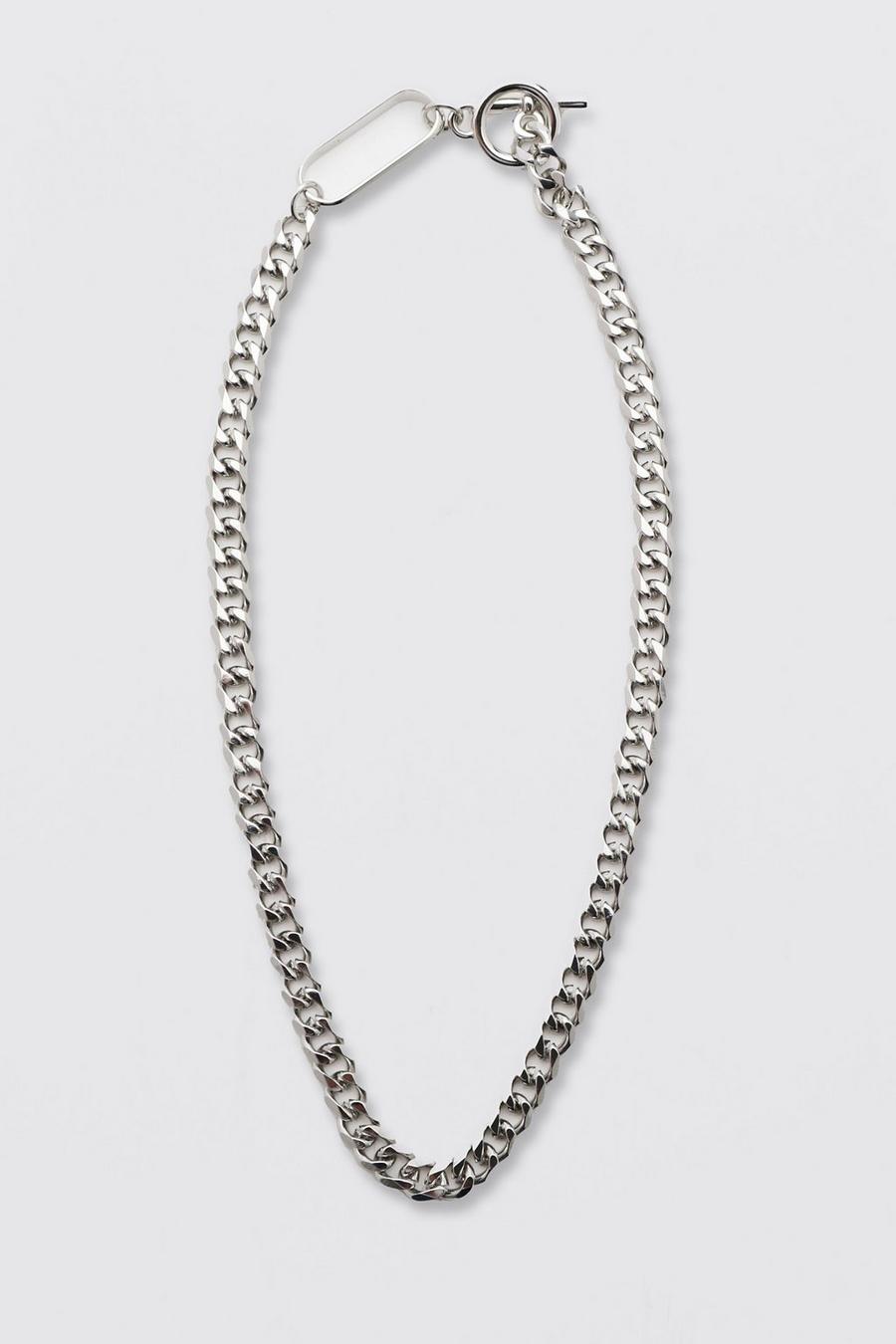 Silver Chunky Chain Necklace With Toggle Detail image number 1