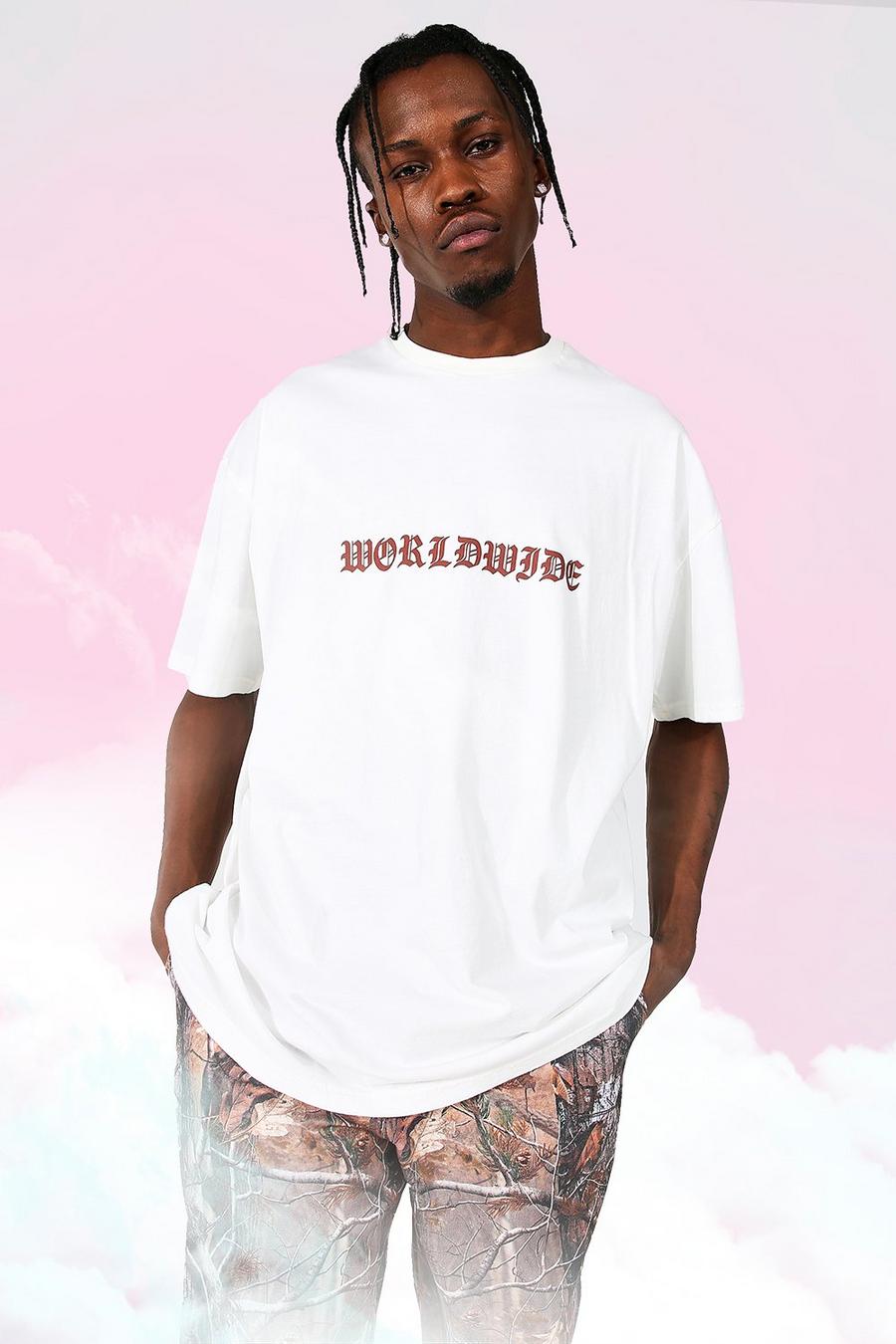 Ecru Oversized Worldwide Overdye T-shirt image number 1