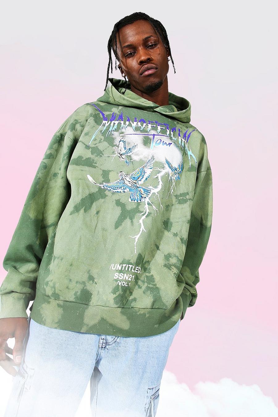 Green Oversized Tie Dye Tour Hoodie image number 1