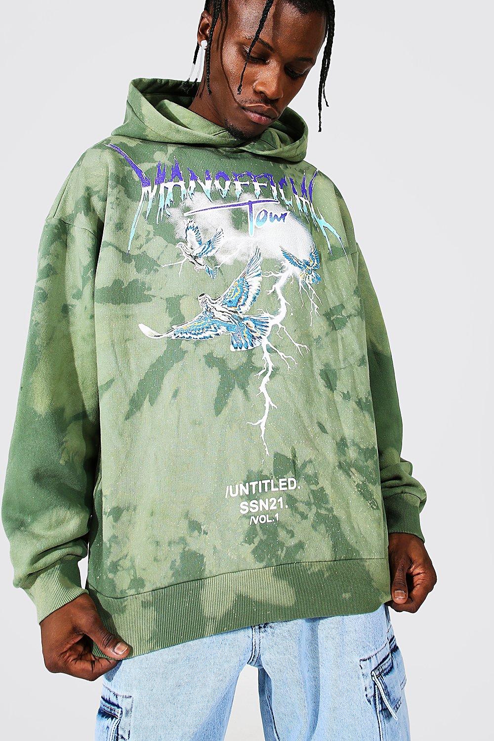 Oversized Tour Print Tie Dye Hoodie