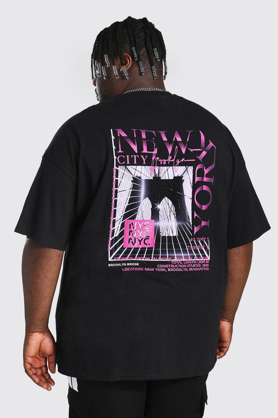 Camiseta con estampado de Nueva York en la espalda Plus, Negro nero image number 1