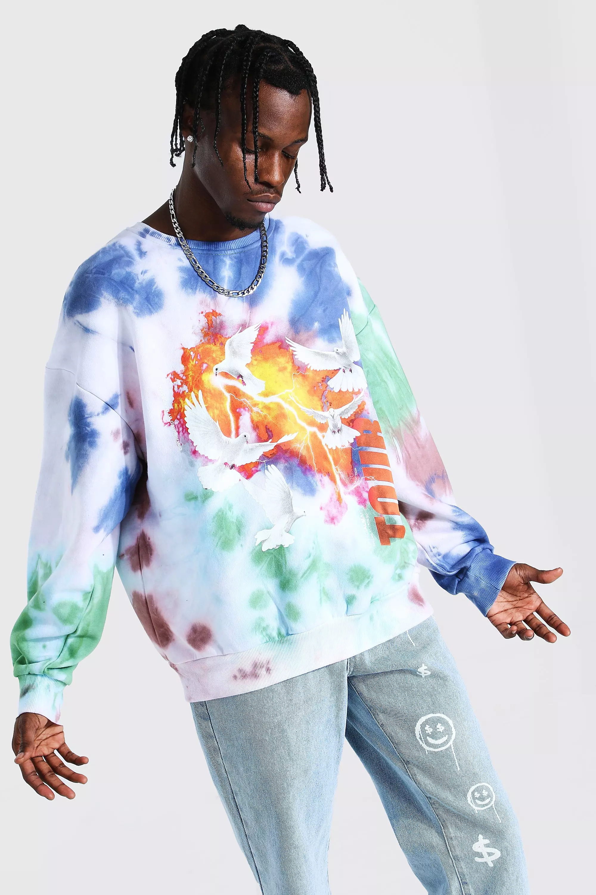 Oversized tie hot sale dye sweatshirt