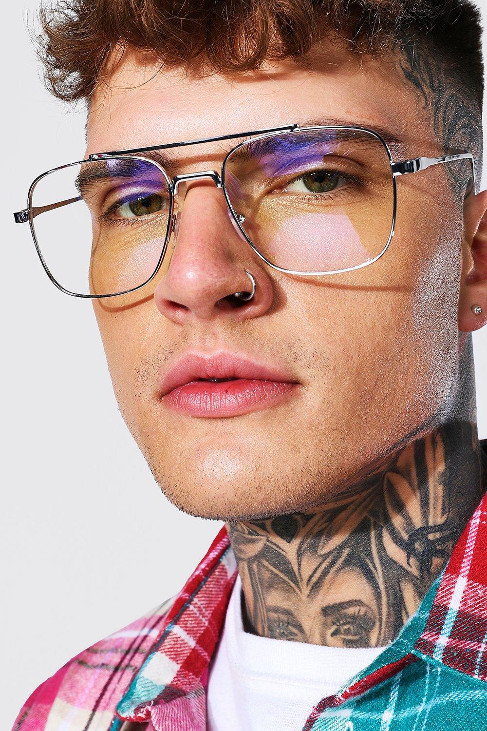 diario a menudo Retencion Gafas de aviador de moda con lentes transparentes | boohoo