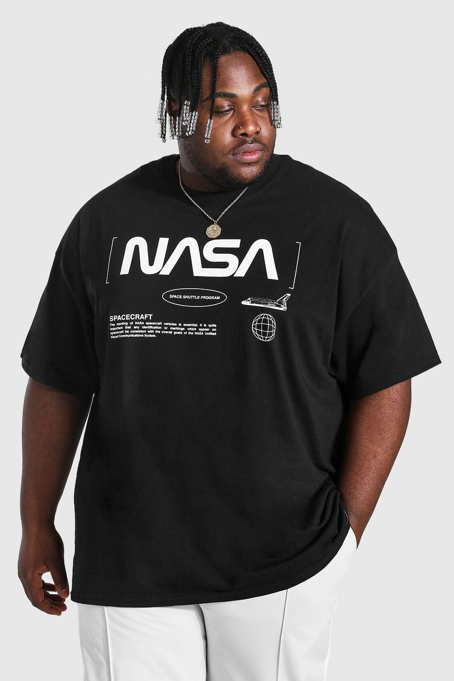 Plus Size Lizenz T-Shirt mit Nasa-Logo und Text, Schwarz image number 1