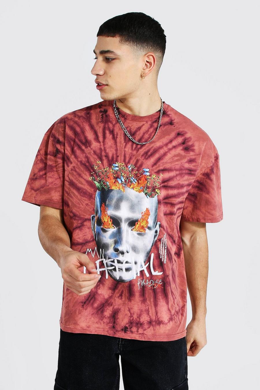 Brown Oversized Official Tie Dye T-Shirt image number 1