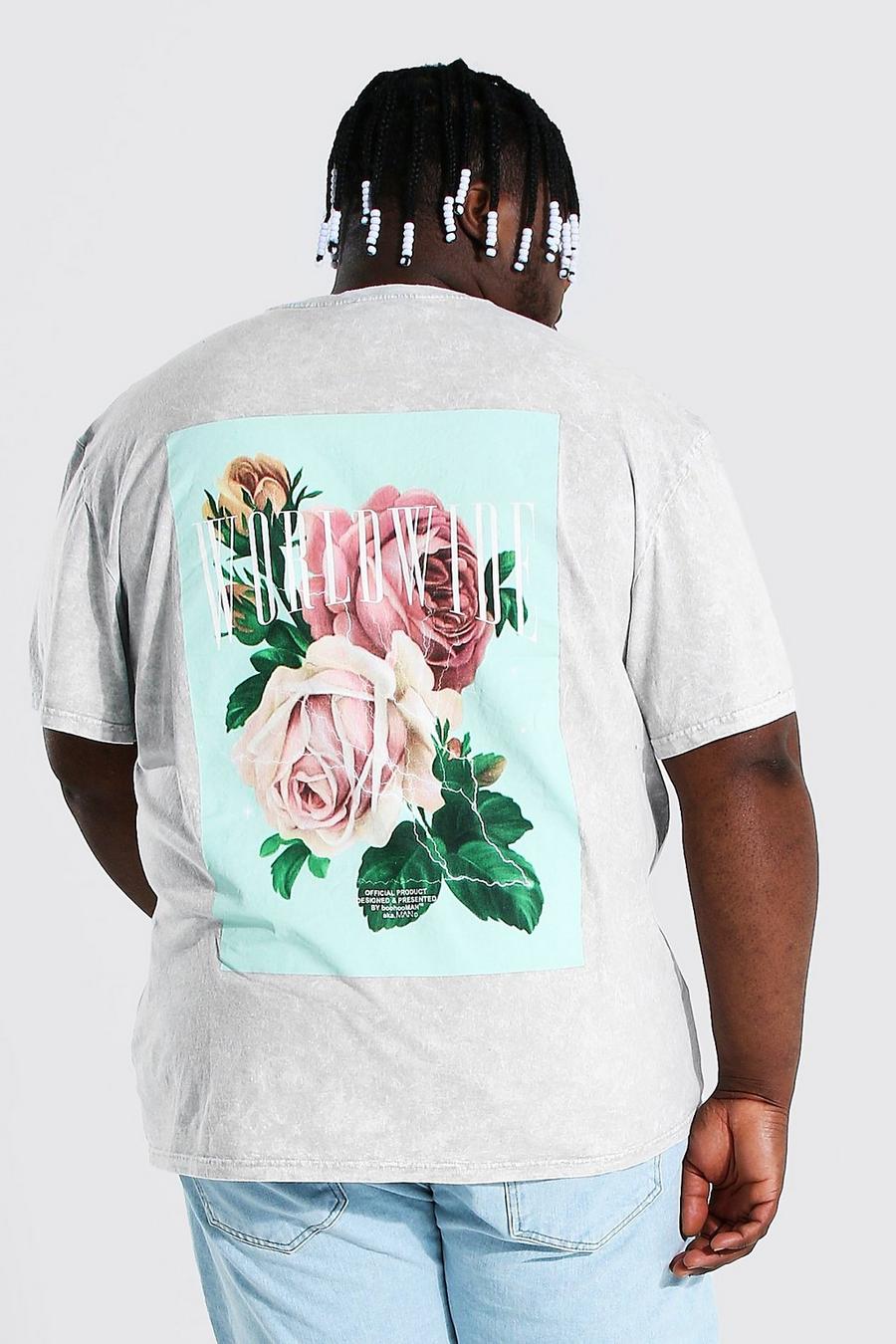 Plus Size T-Shirt mit Print in Batik-Optik, Grau image number 1