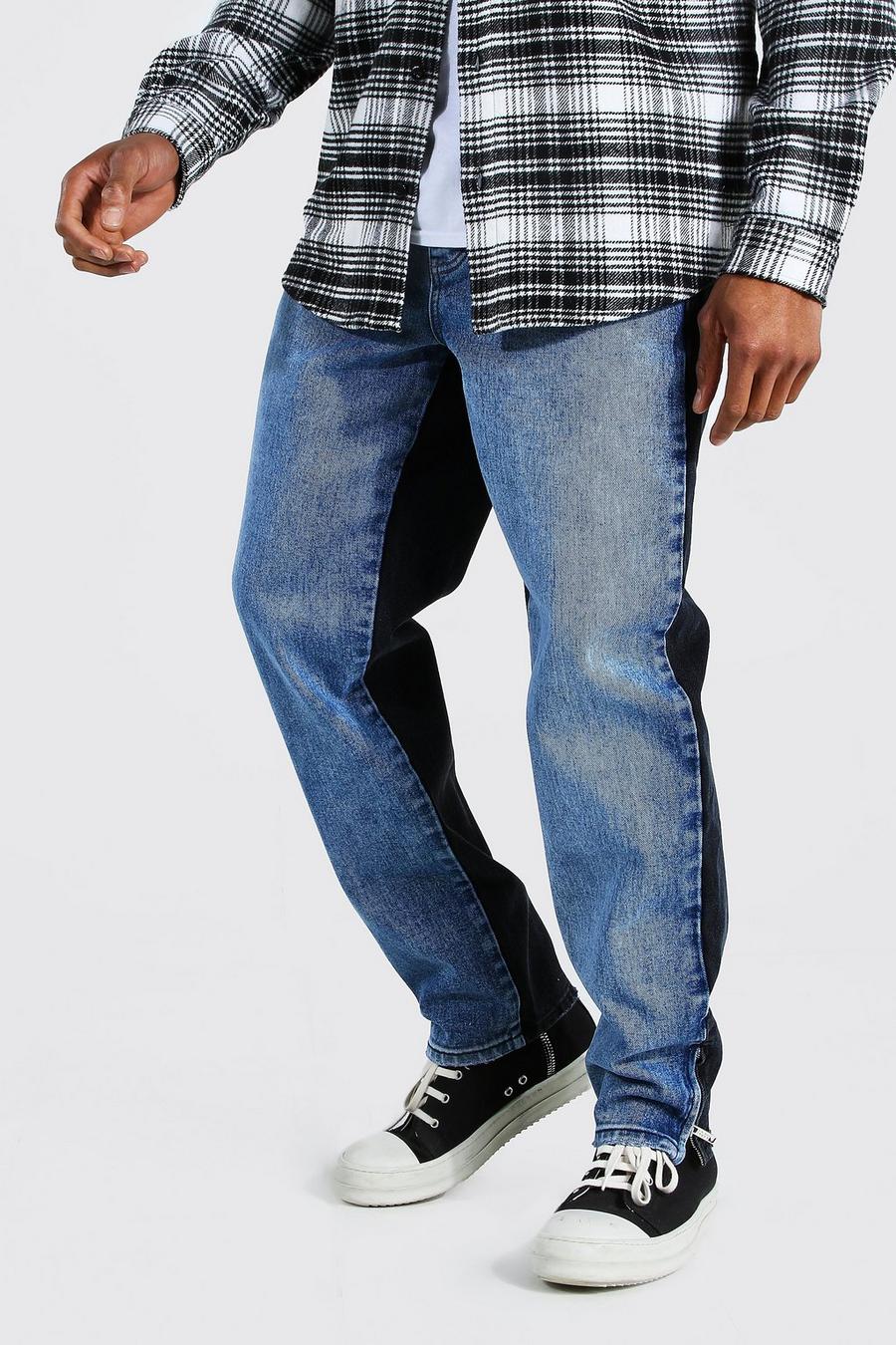 כחול קרח ג'ינס בגזרה ישרה משוחררת עם מכפלת רוכסן image number 1