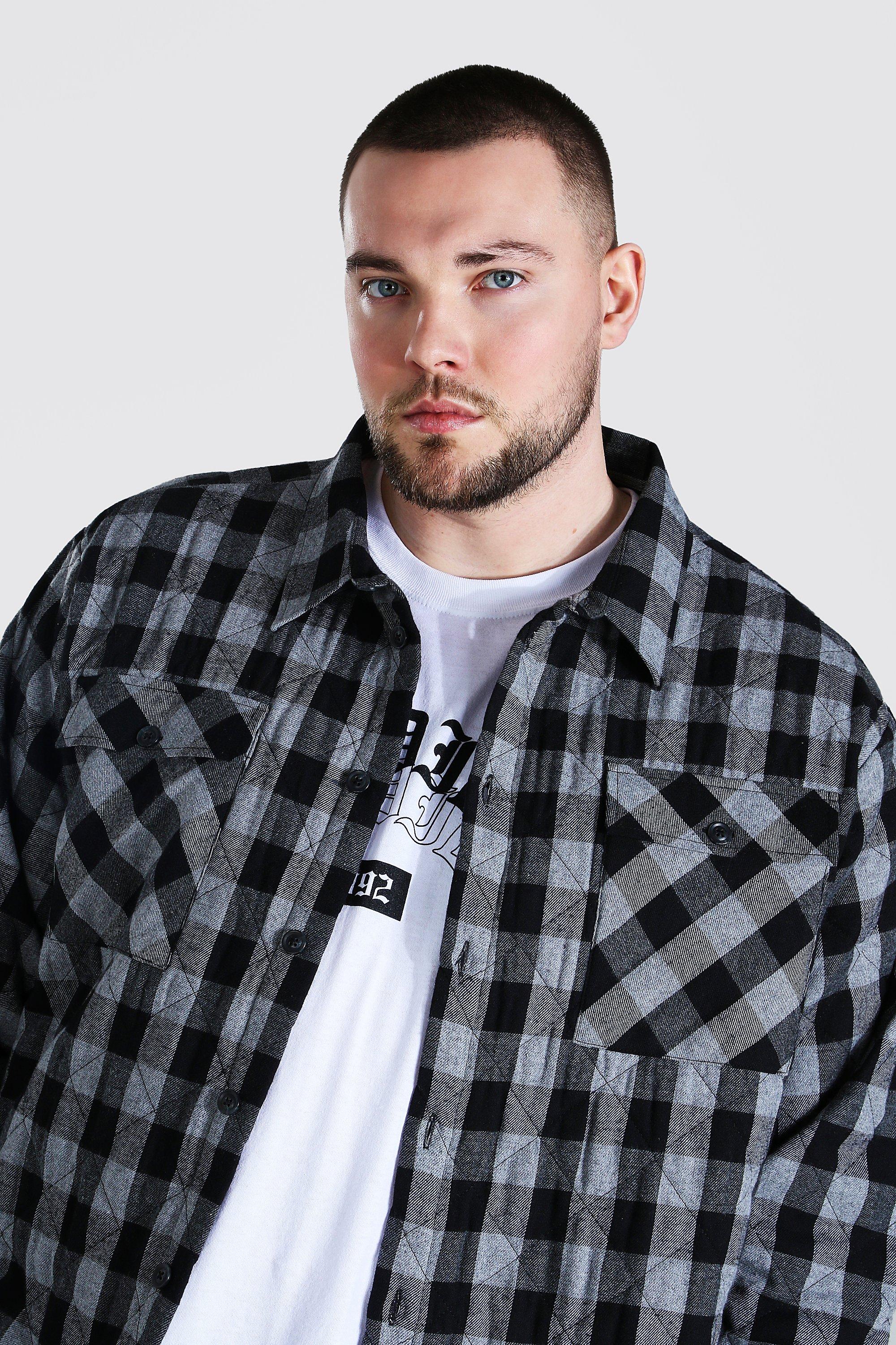 Mens big and tall quilted flannel shirt sales
