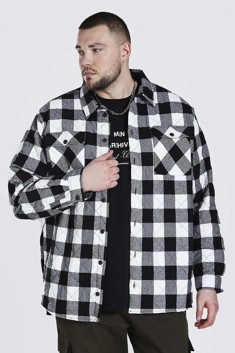 Black Plus Size Quilted Check Shirt image number 1
