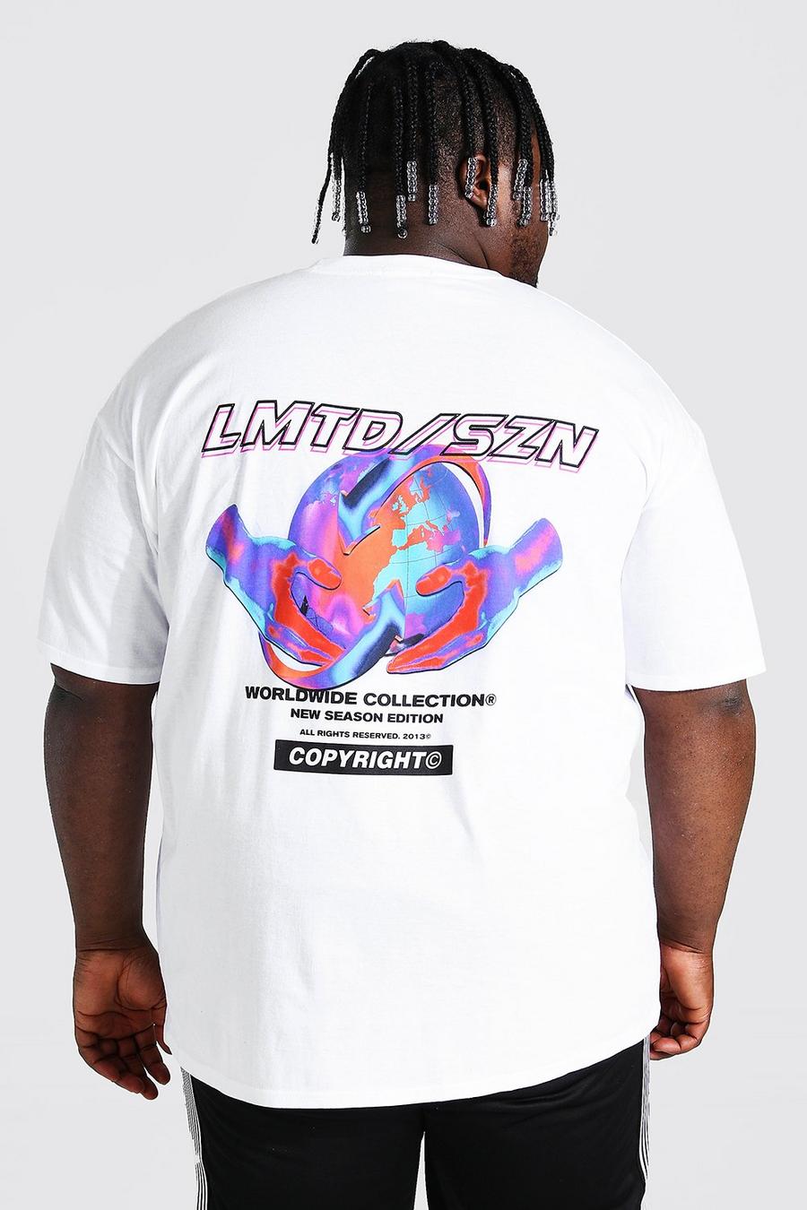 Plus Size T-Shirt mit „Lmtd Heat Map“-Print hinten, Weiß image number 1