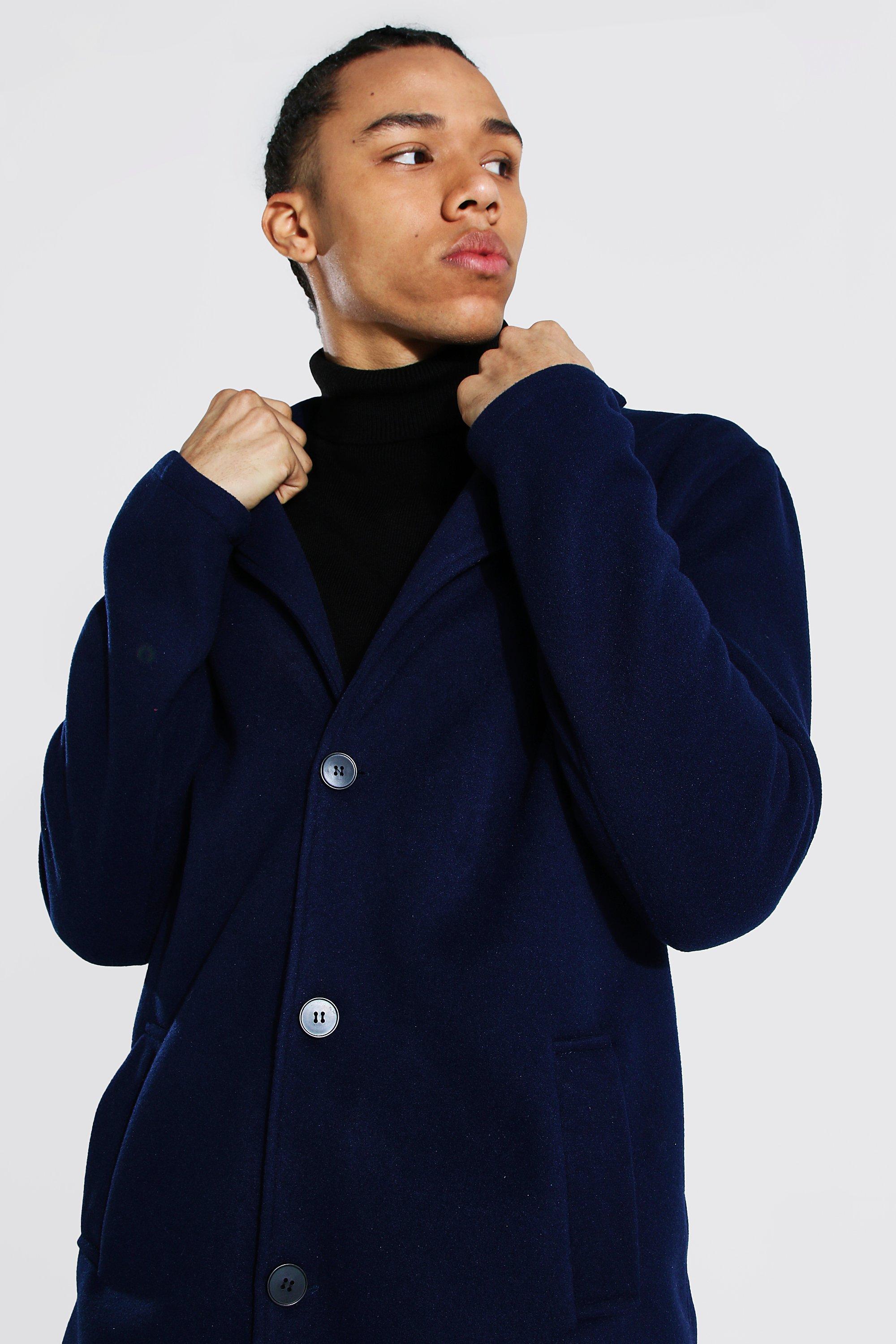 Mens navy sale wool overcoat