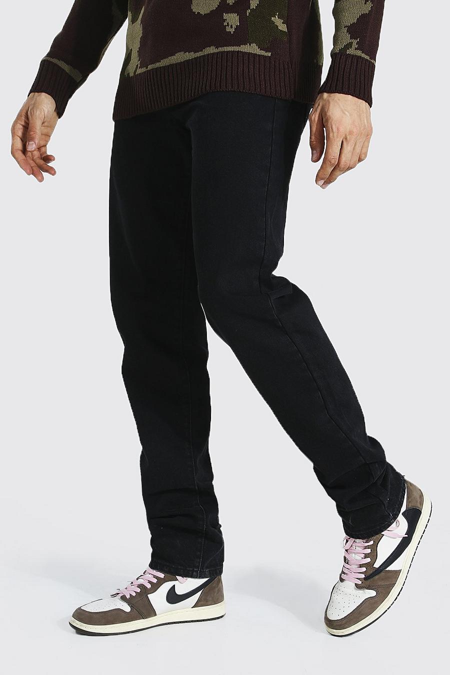 שחור דהוי ג'ינס בגזרה ישרה לנשים גבוהות image number 1