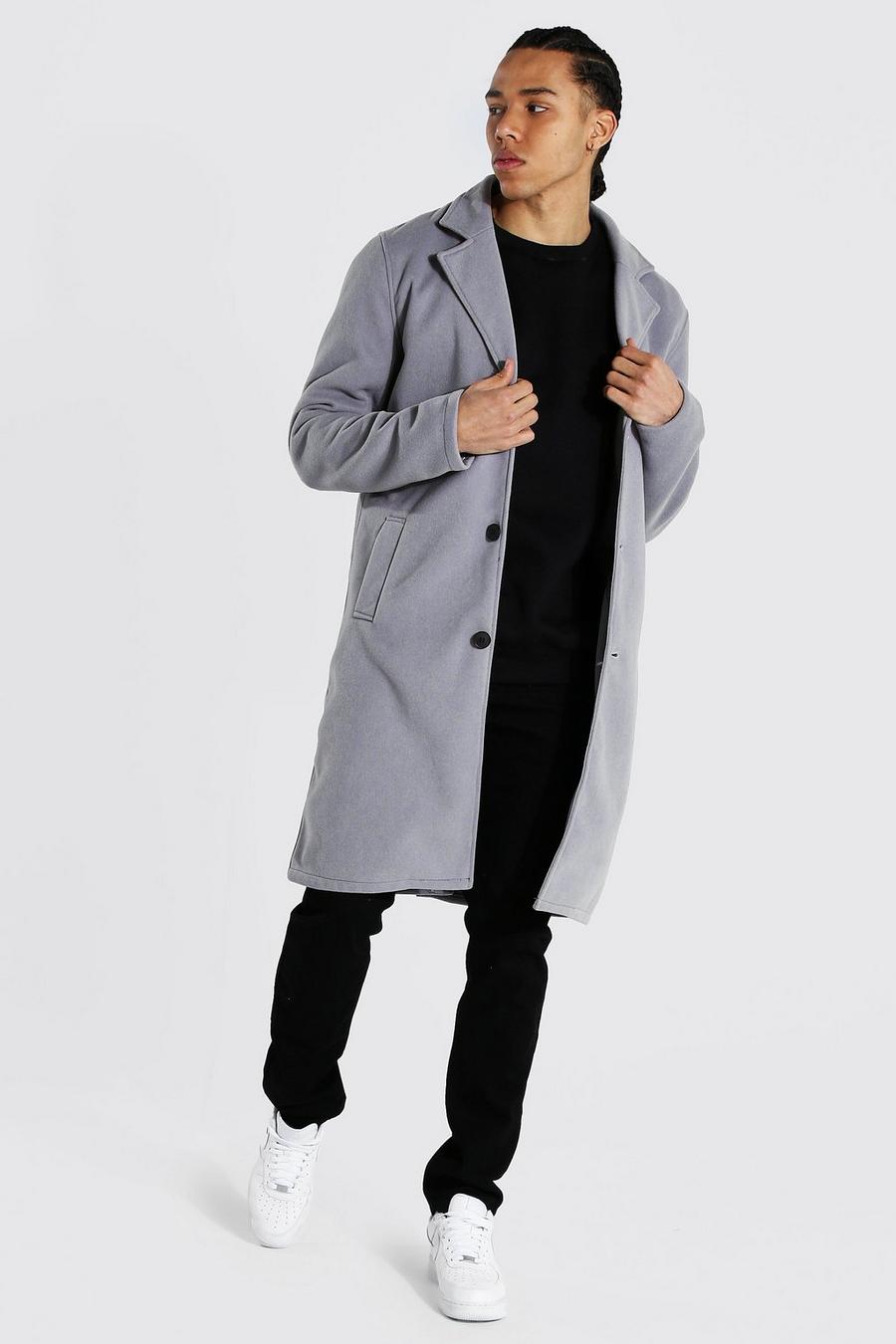 Grey Tall Zomerse Wollen Overcoat image number 1