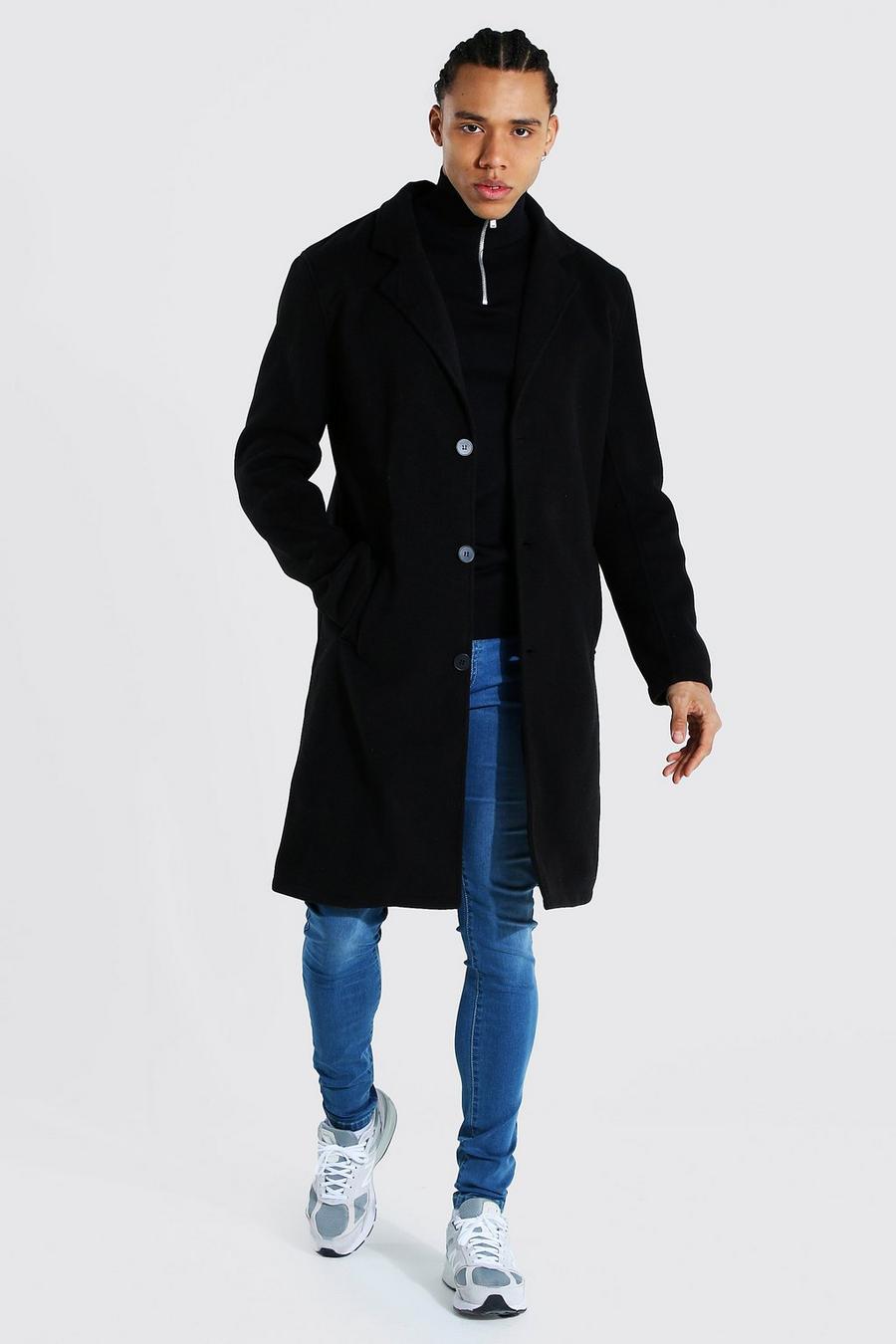 Black Tall Zomerse Wollen Overcoat image number 1