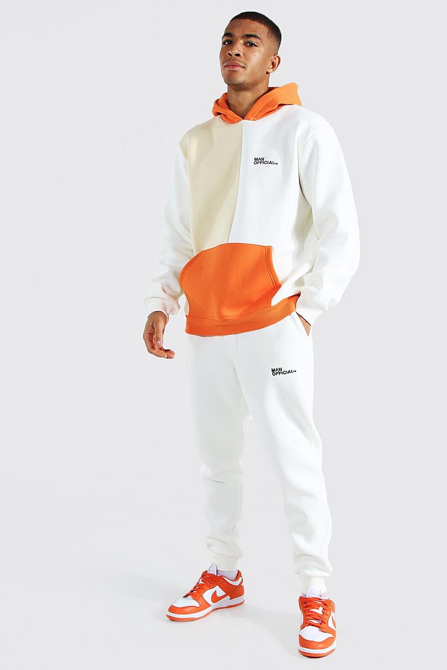 Sweat à capuche et pantalon de survêtement color block - Official MAN, Orange image number 1