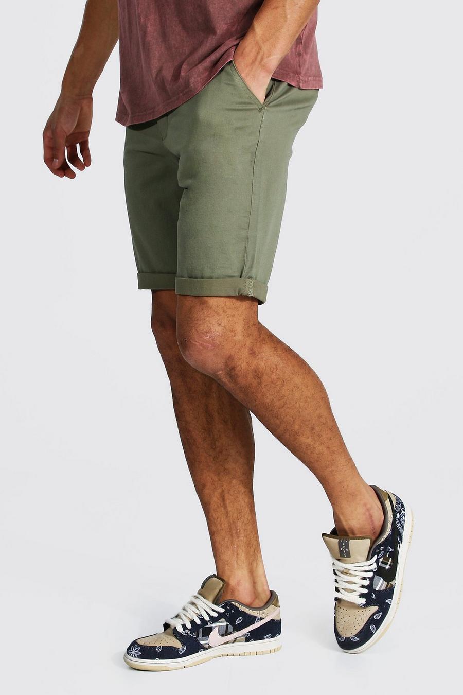 Khaki Tall Skinny Fit Chino Shorts image number 1