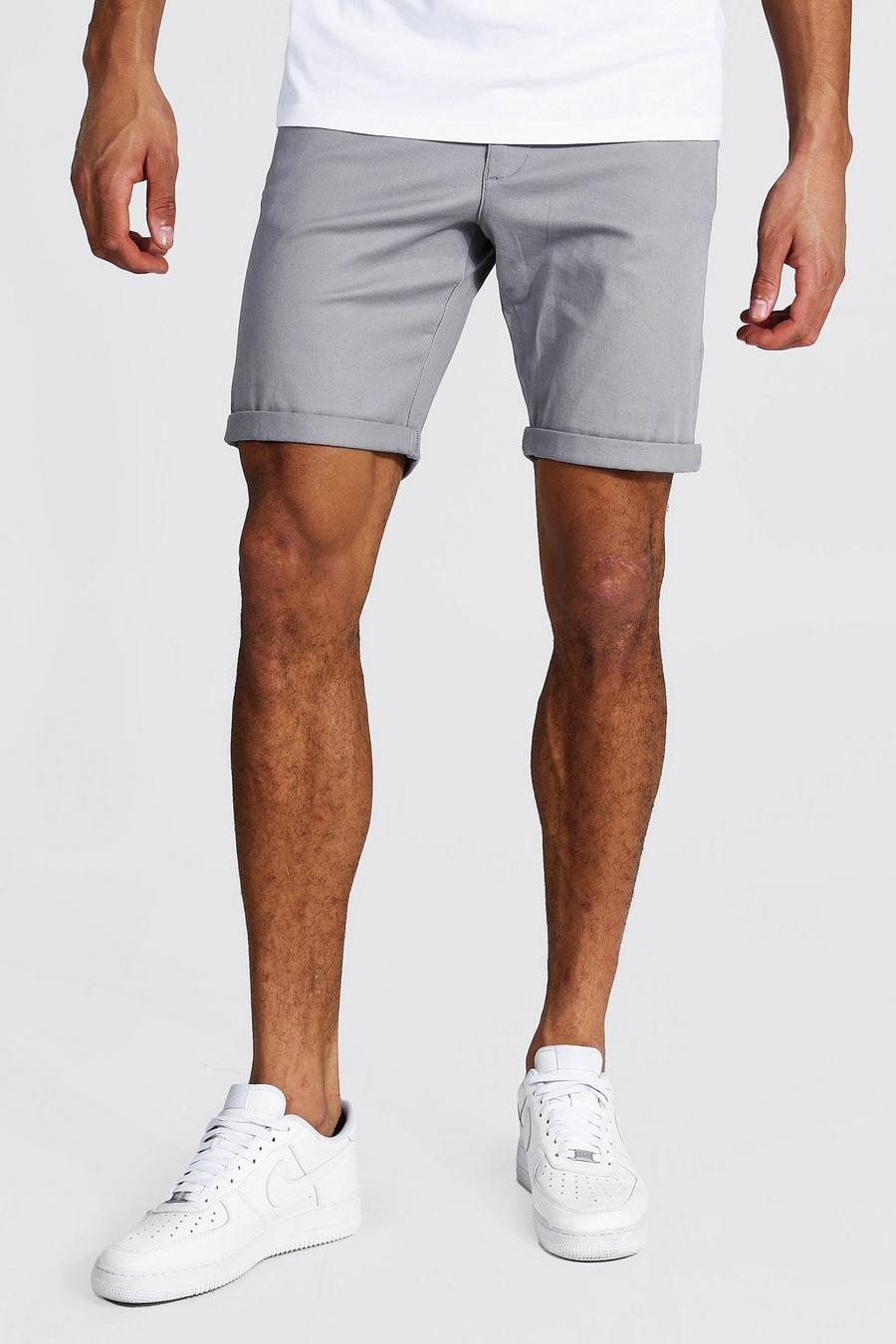 Grey Tall Skinny Fit Chino Shorts image number 1