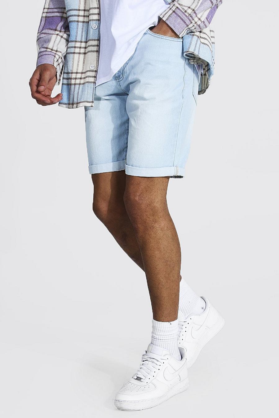 Light blue Tall Slim Rigid Jean Short With Turn Up image number 1