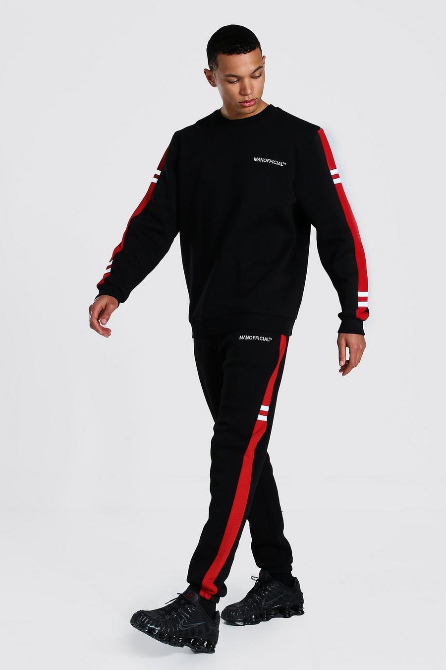 Black Tall Man Colour Block Sweater Tracksuit image number 1