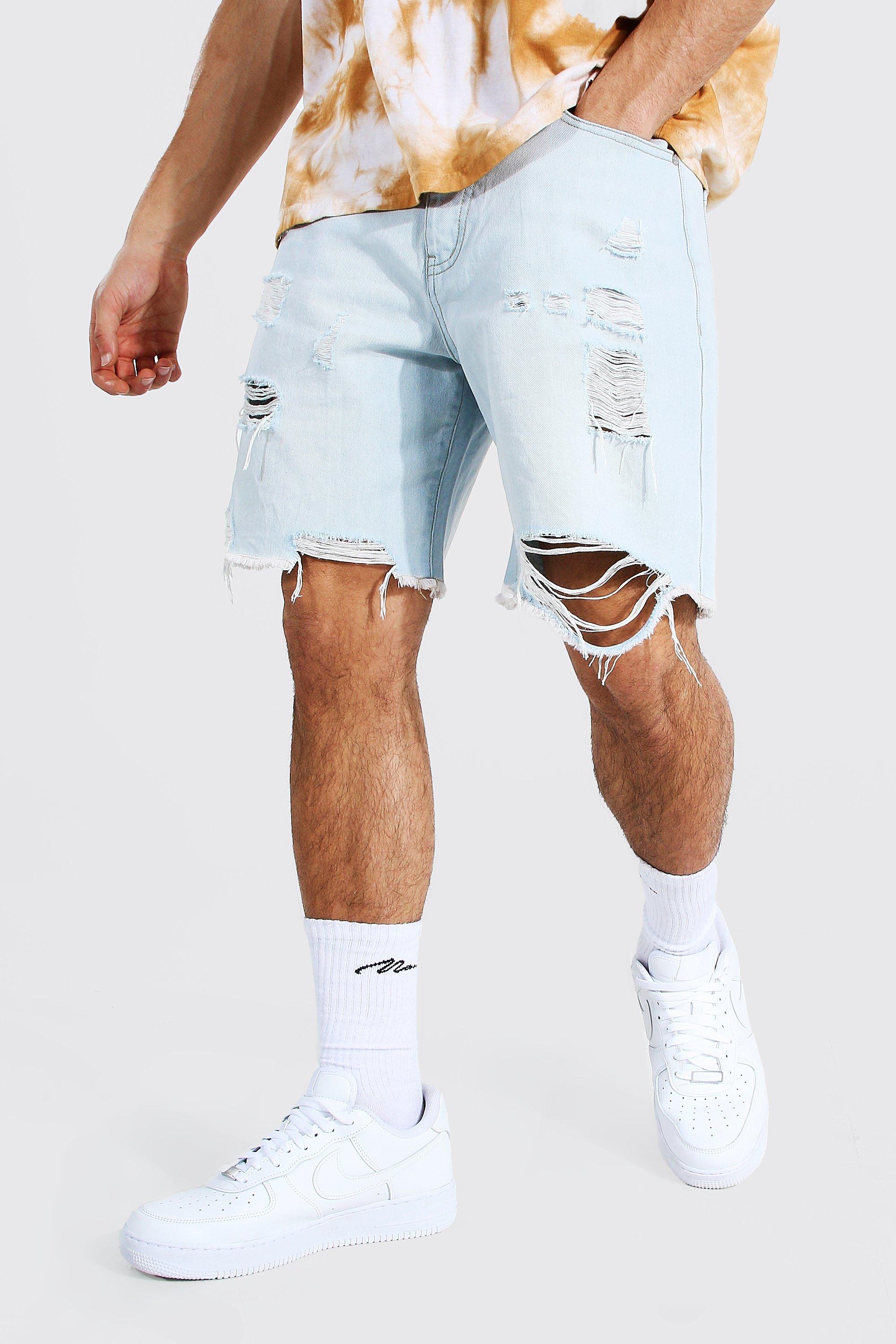 mens loose jean shorts