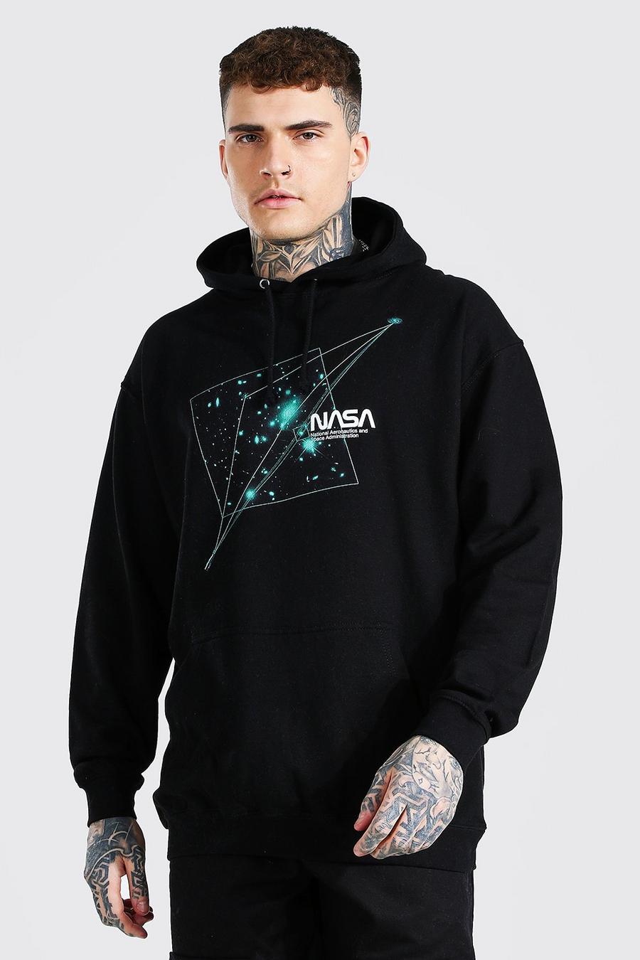 Black NASA Oversize hoodie med stjärnbild image number 1