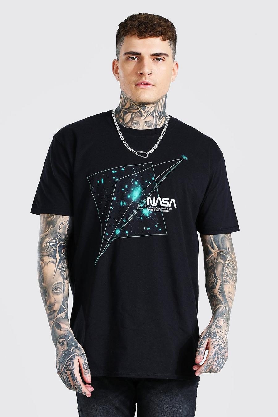 Lizenz-T-Shirt in Übergröße mit Nasa Star-Print, Schwarz image number 1