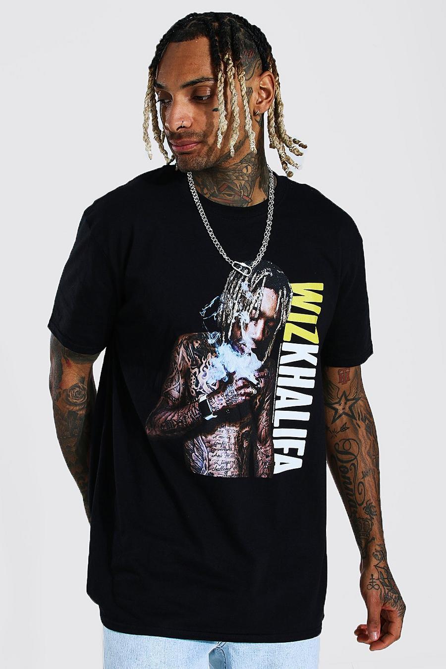 Lizenz-T-Shirt in Übergröße mit Wiz Khalifa-Print, Schwarz image number 1