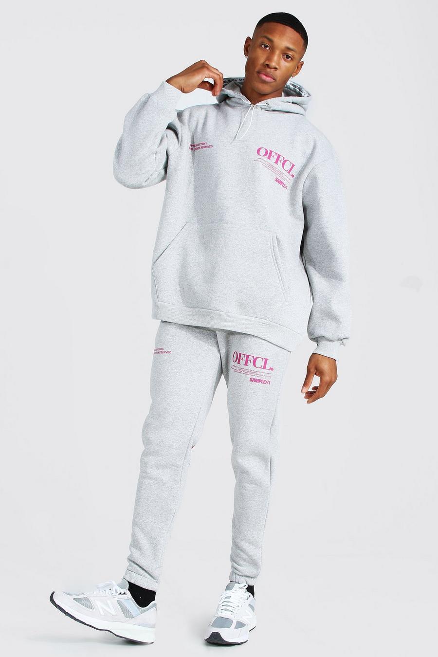 Grey marl Oversized Official Worldwide Hooded Tracksuit image number 1