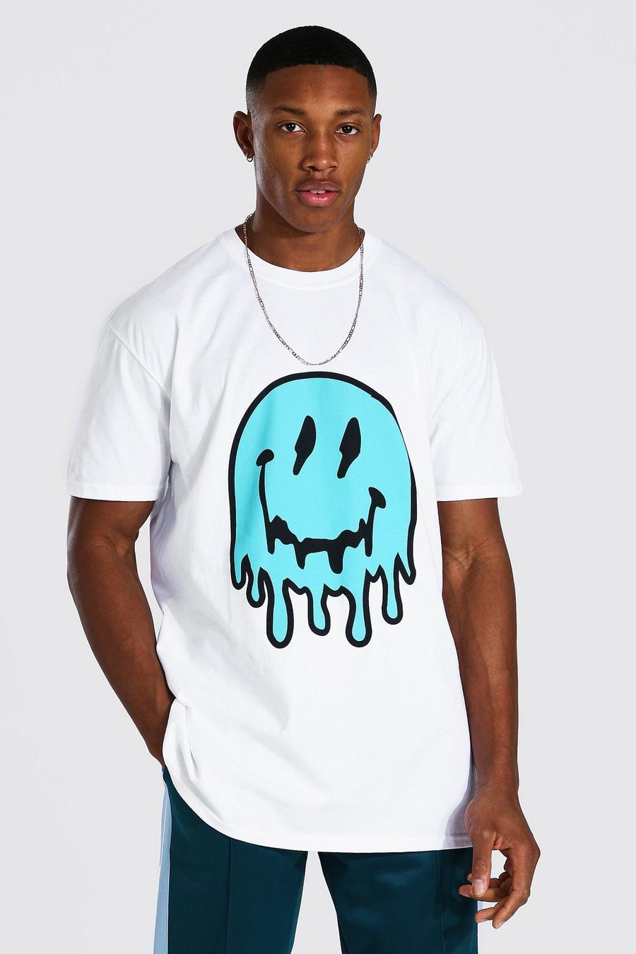 White Oversized Drip Face T-shirt image number 1