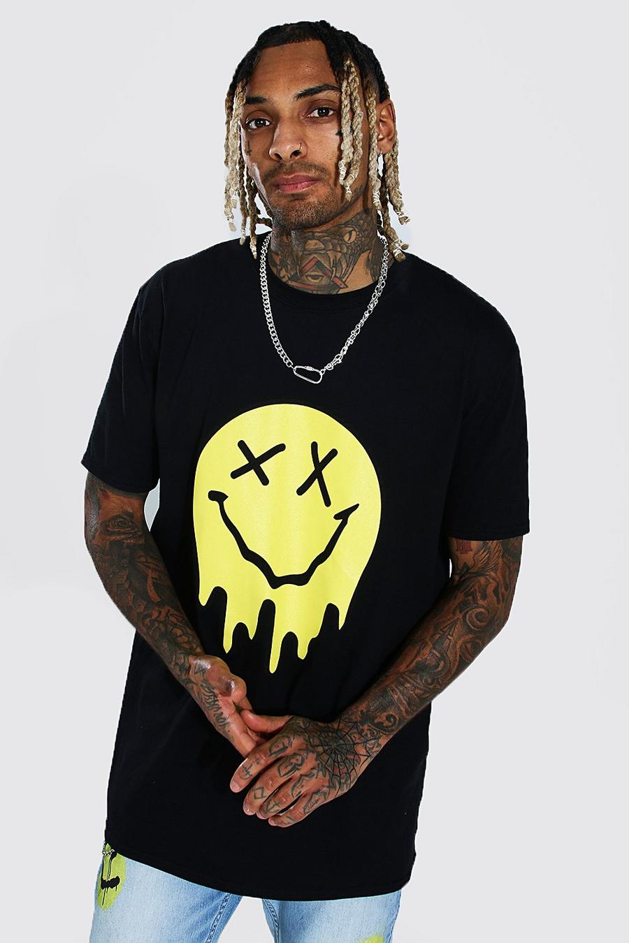 Black Oversized Drippy Face T-shirt image number 1