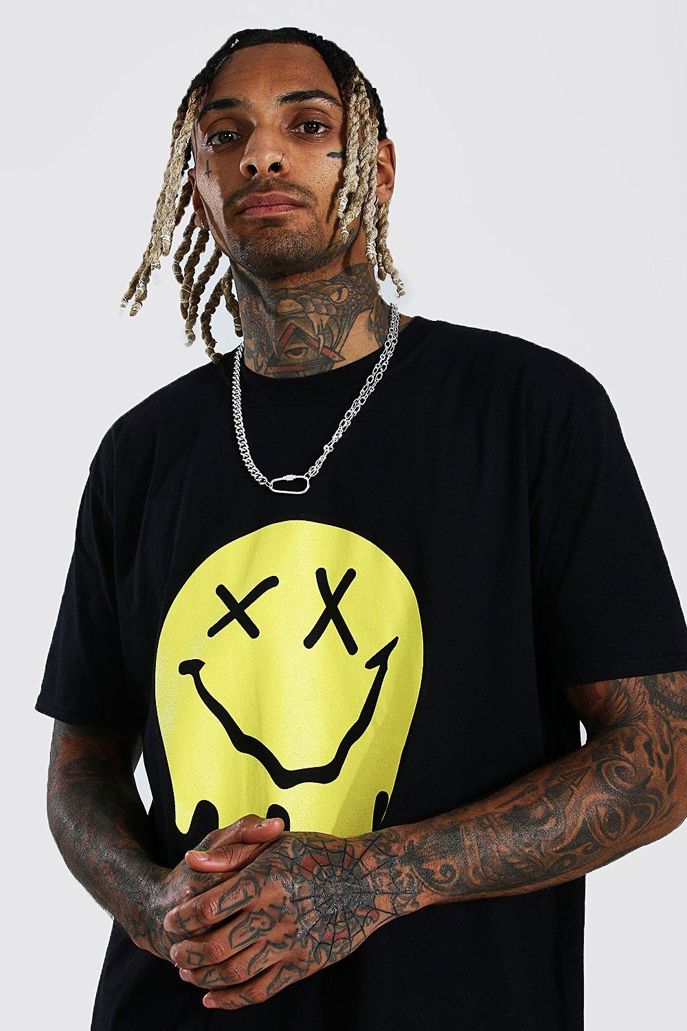 Men's Oversized Drippy Face T-shirt | boohoo