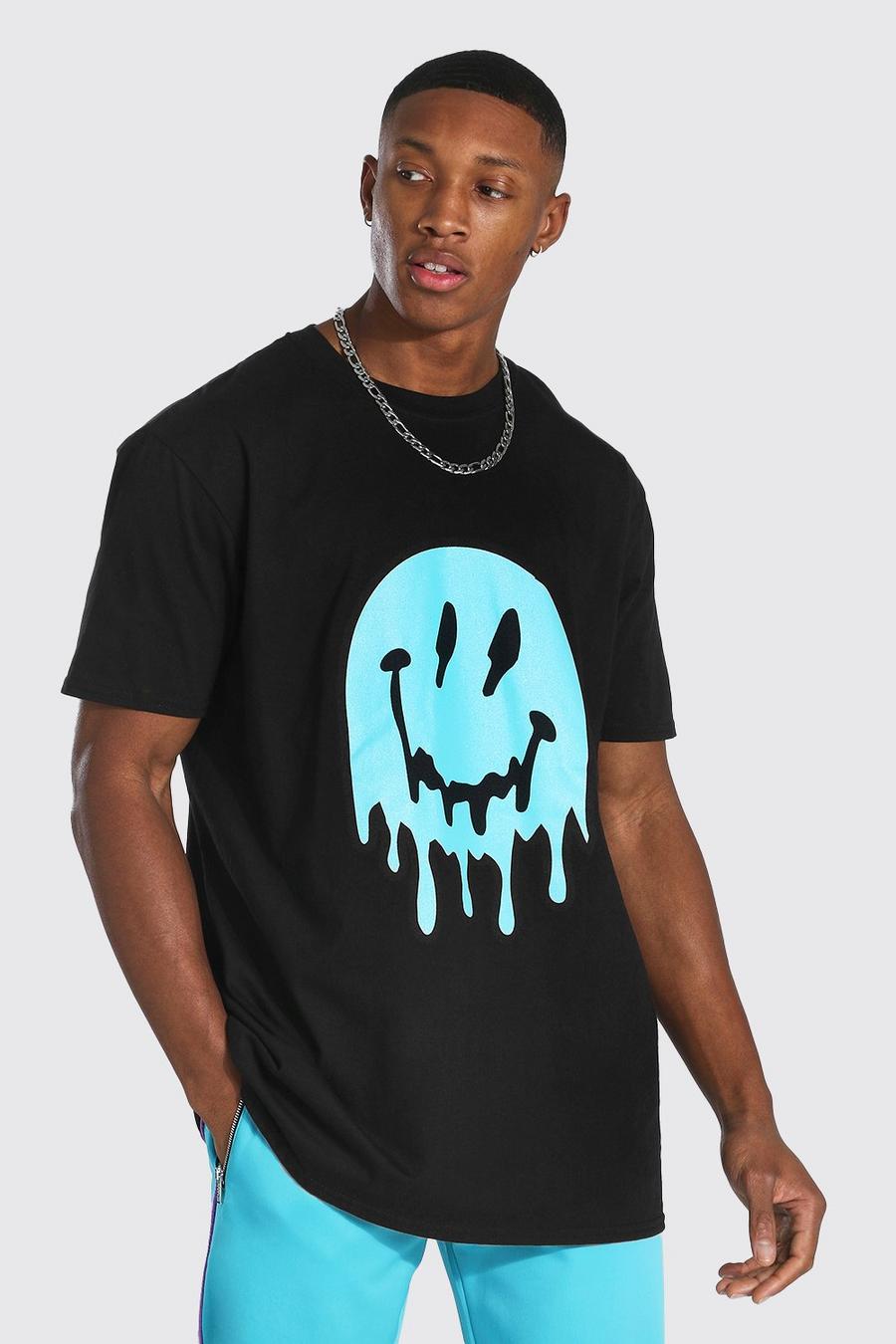Black Oversized Drip Face T-shirt image number 1