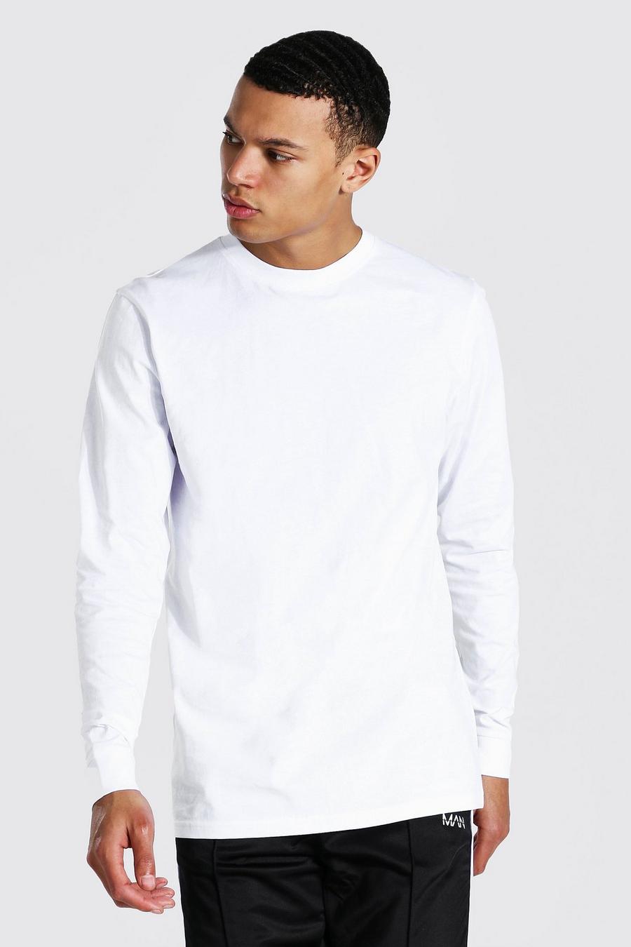 White Tall Basic Shirt Met Lange Mouwen En Crewneck image number 1