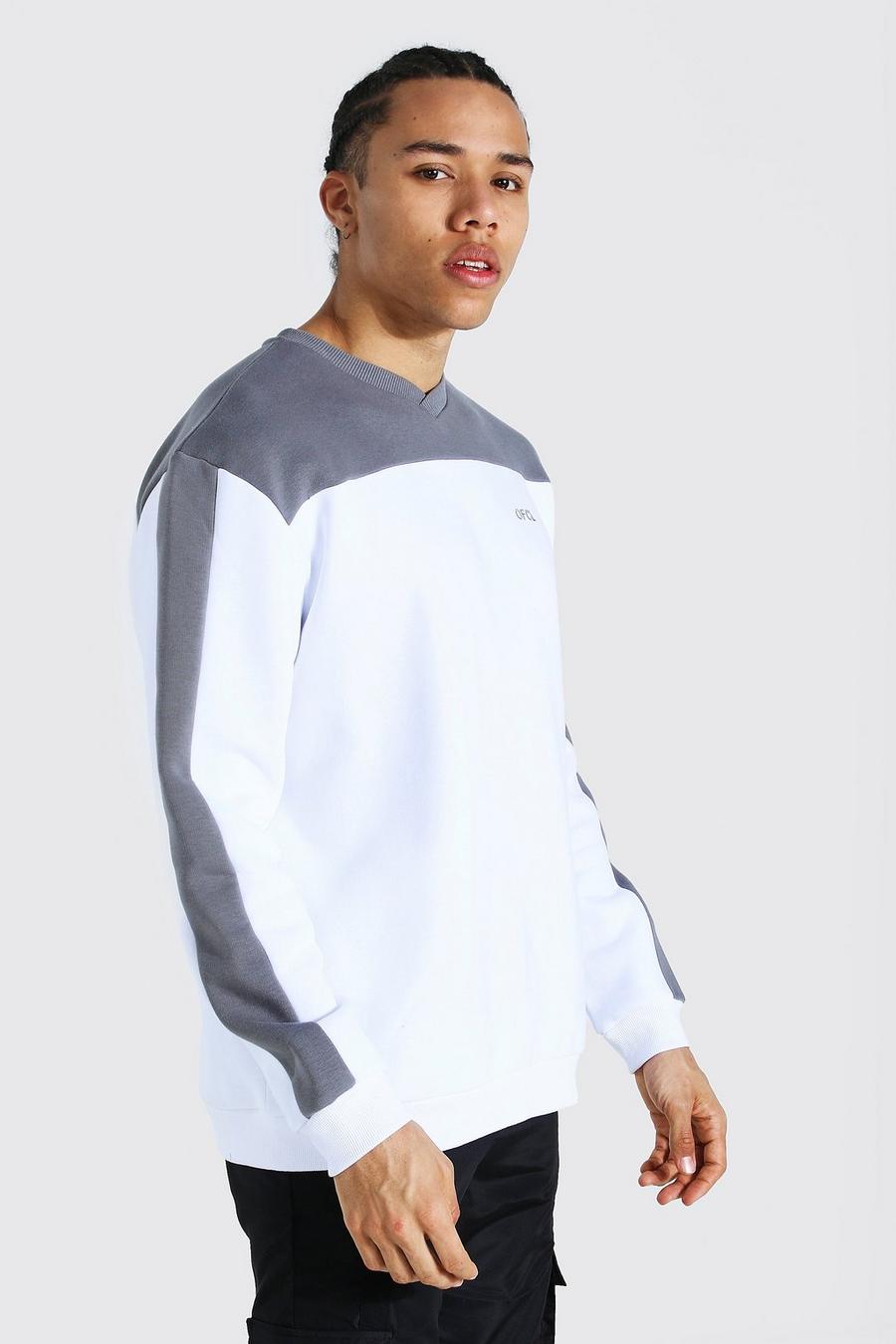 Tall Official Pullover im Colorblock-Design, Schiefergrau image number 1