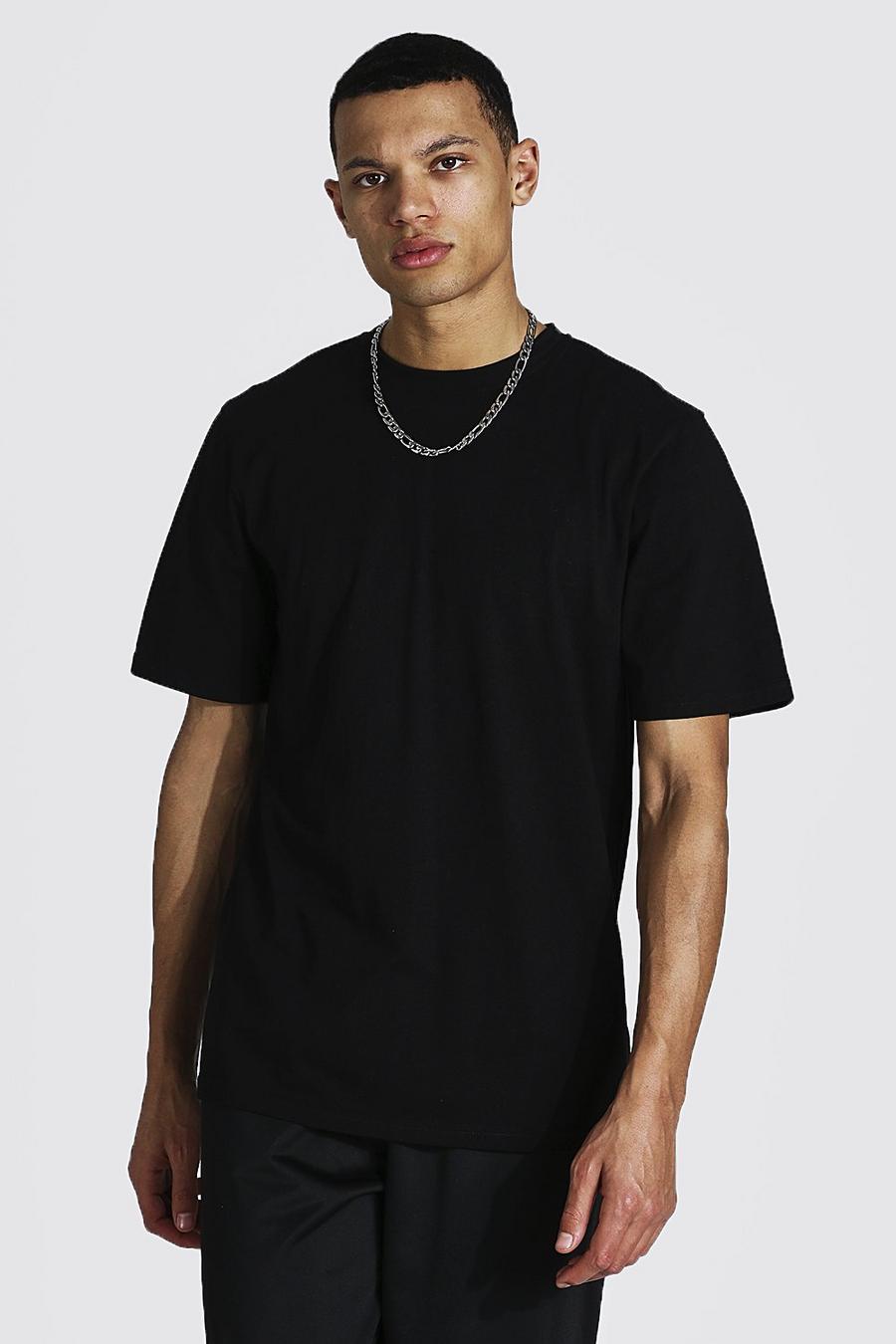 Camiseta básica de manga corta con cuello redondo Tall, Negro image number 1