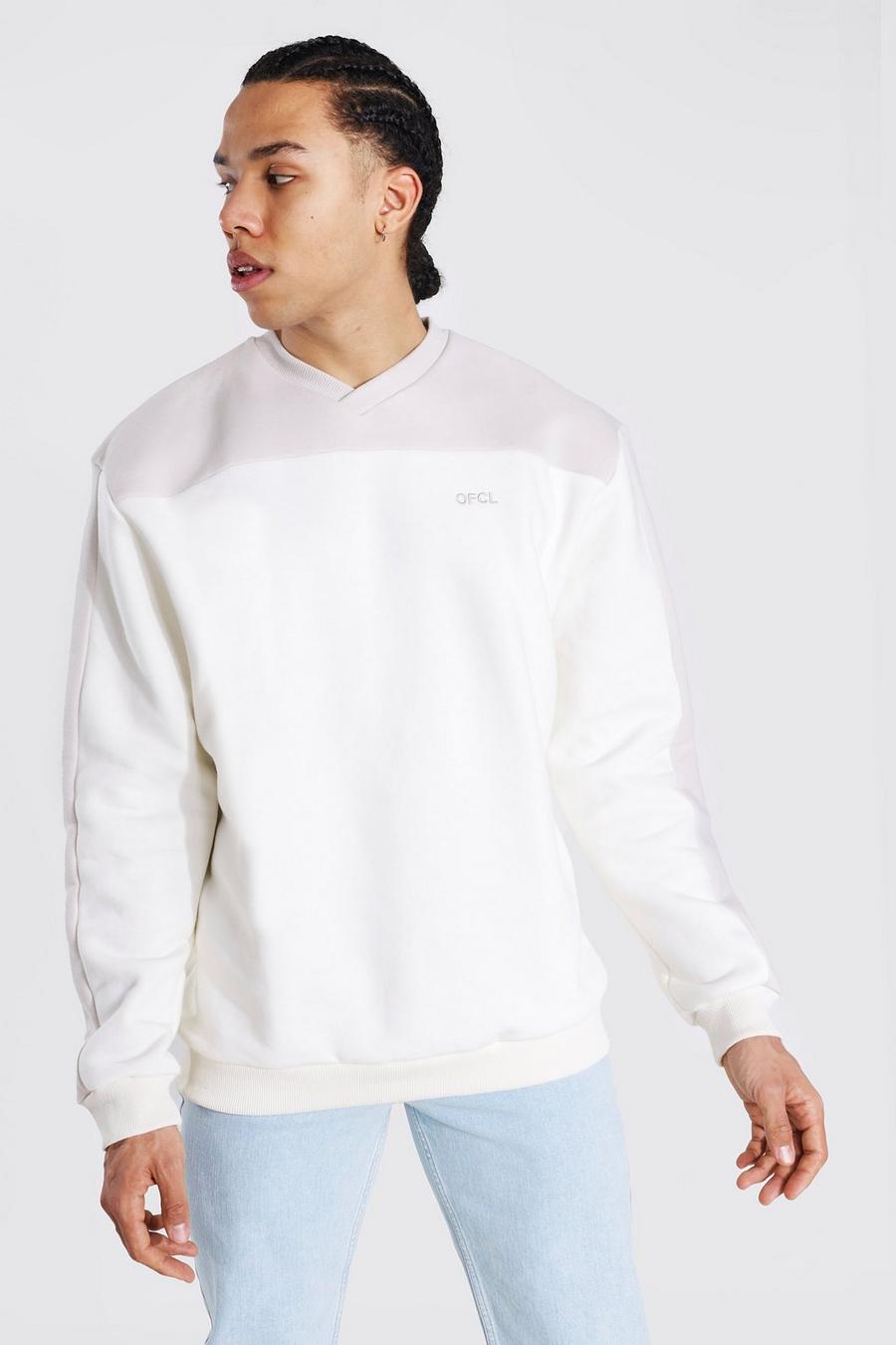 Tall - Sweat color block Official, Ecru image number 1