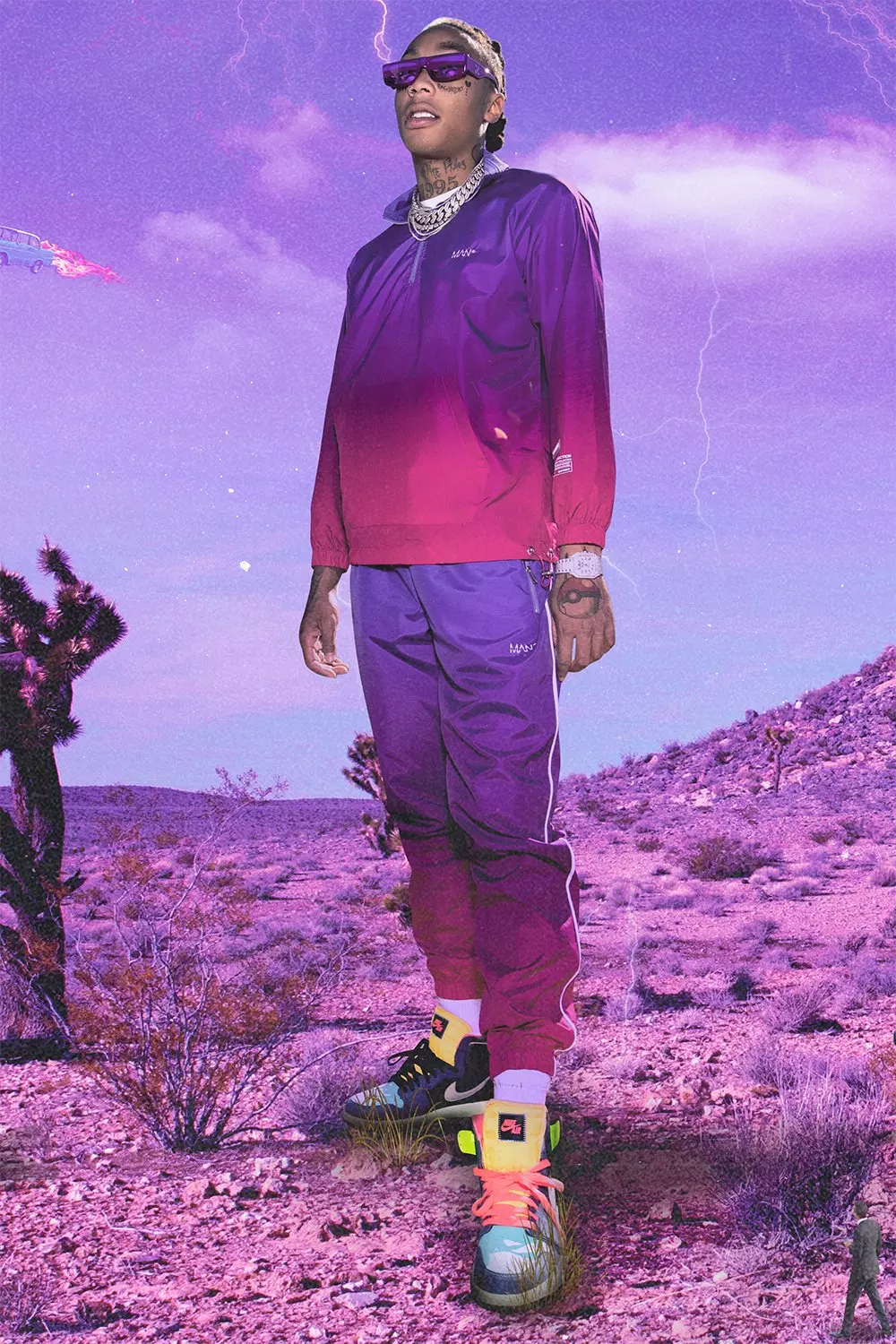 Purple Man Ombre Funnel Neck Shell Tracksuit alternative image
