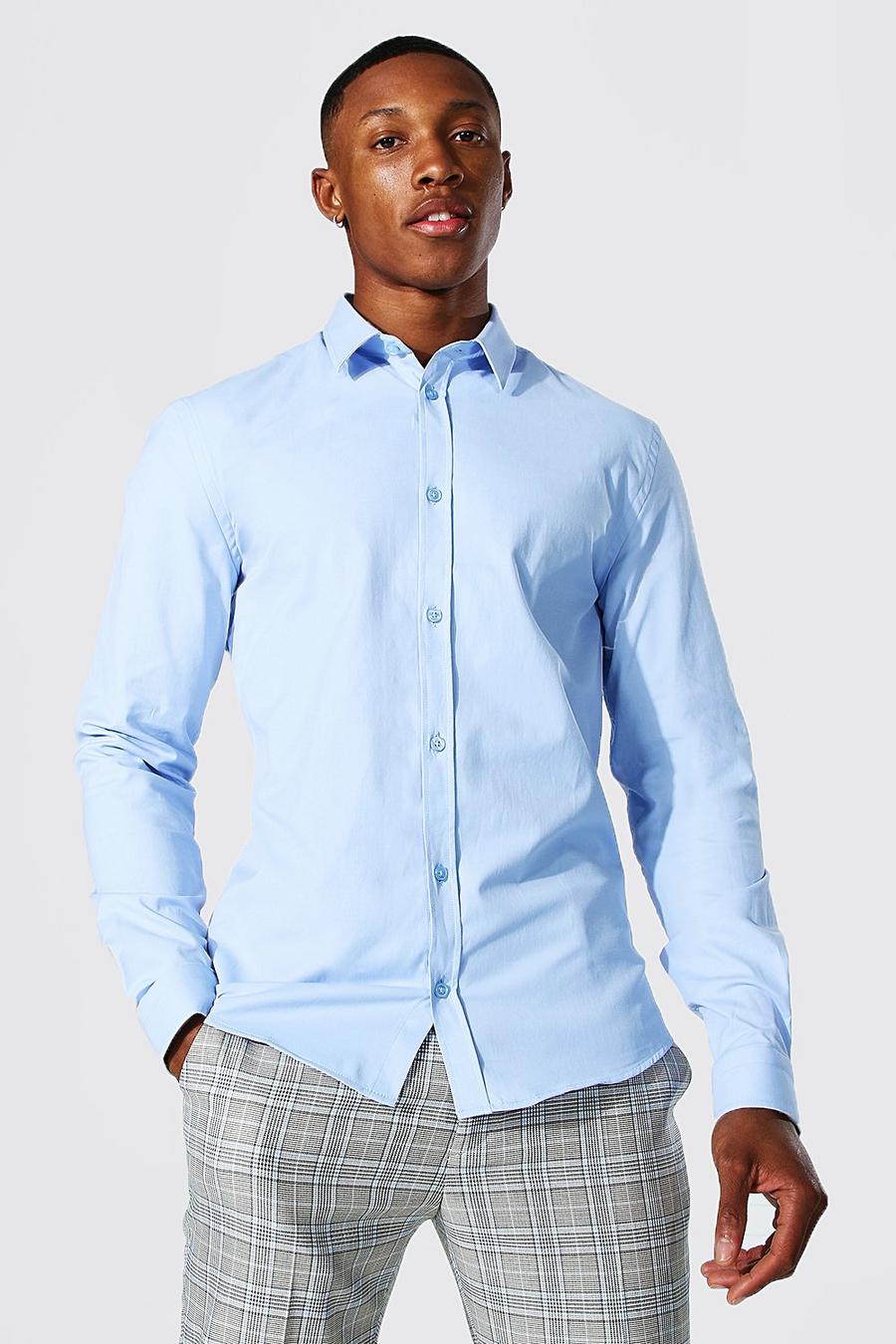 Pale blue Långärmad skjorta i slim fit image number 1