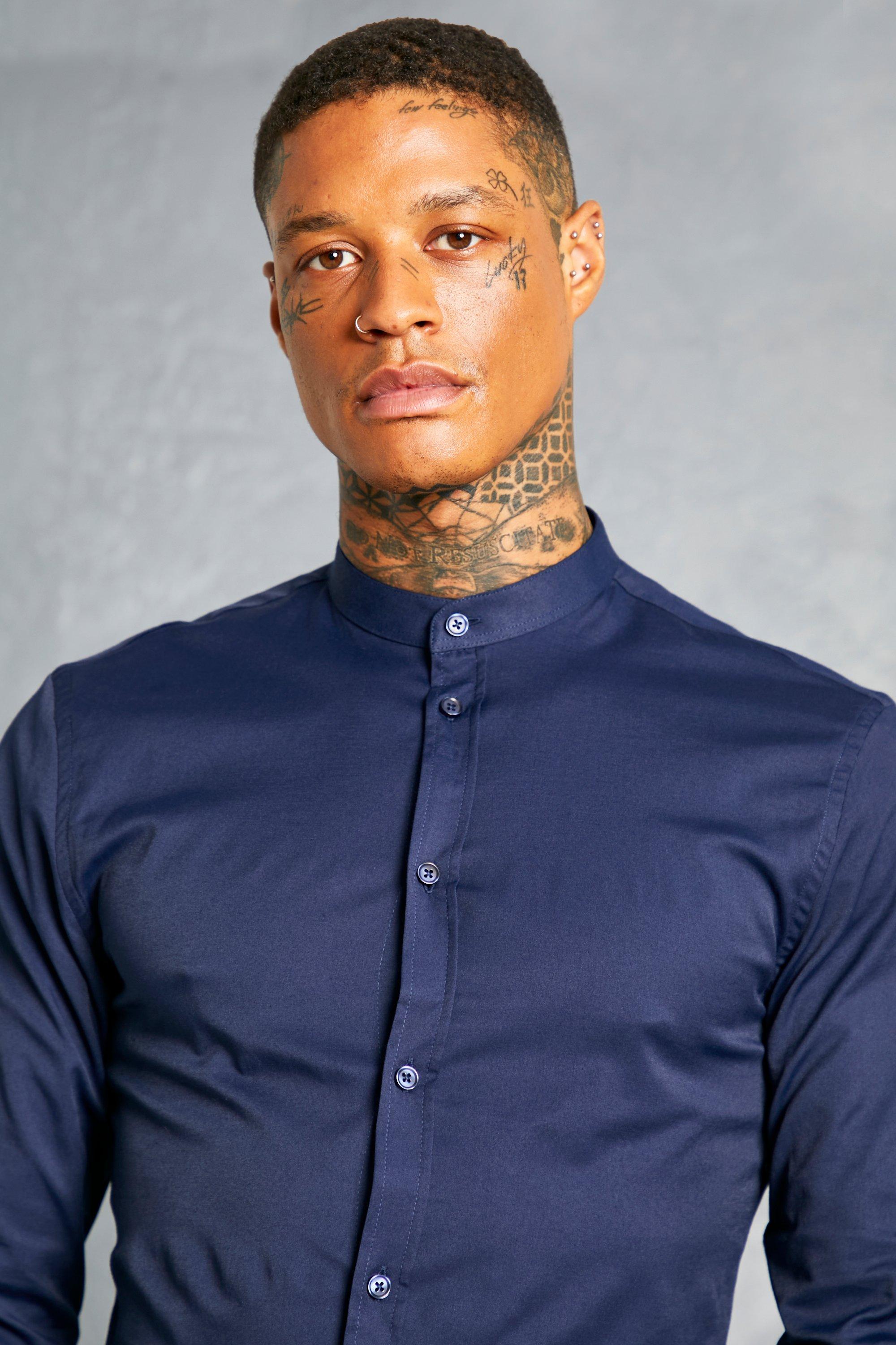 slim fit grandad shirt