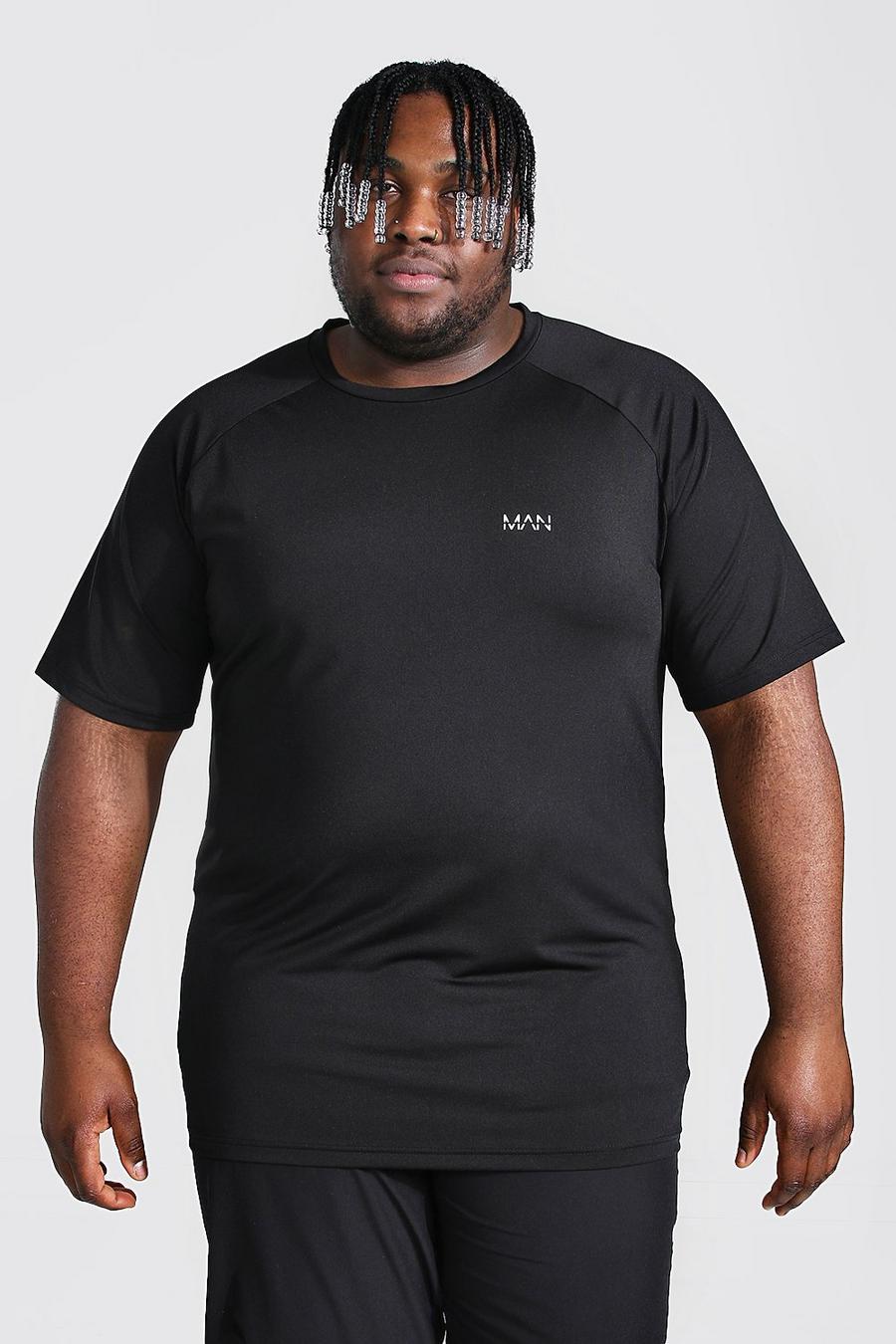 Black Plus Size Man Active Raglan Fitness T-Shirt image number 1