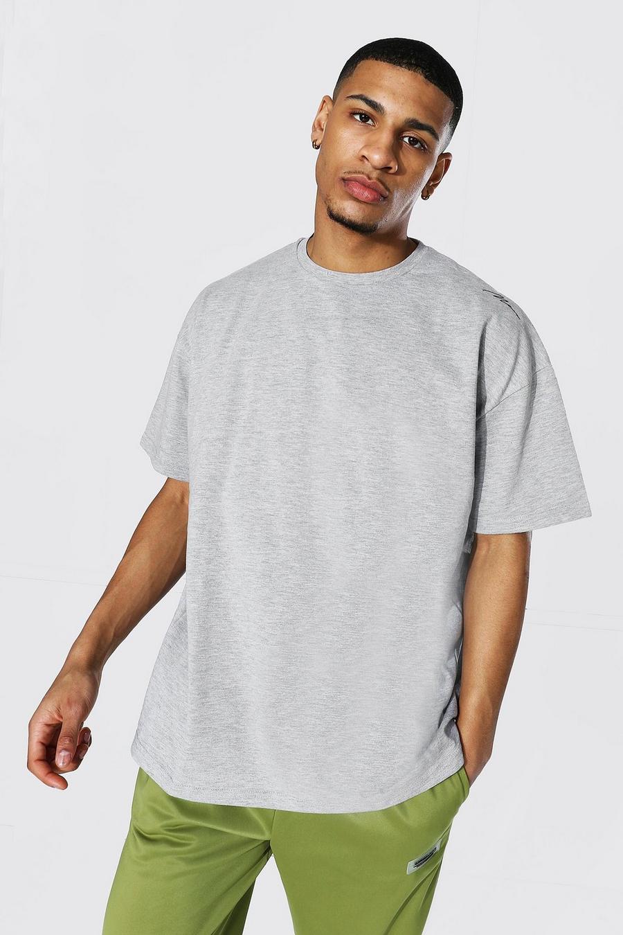 Grey marl Man Signature Oversize t-shirt i tjockt tyg image number 1