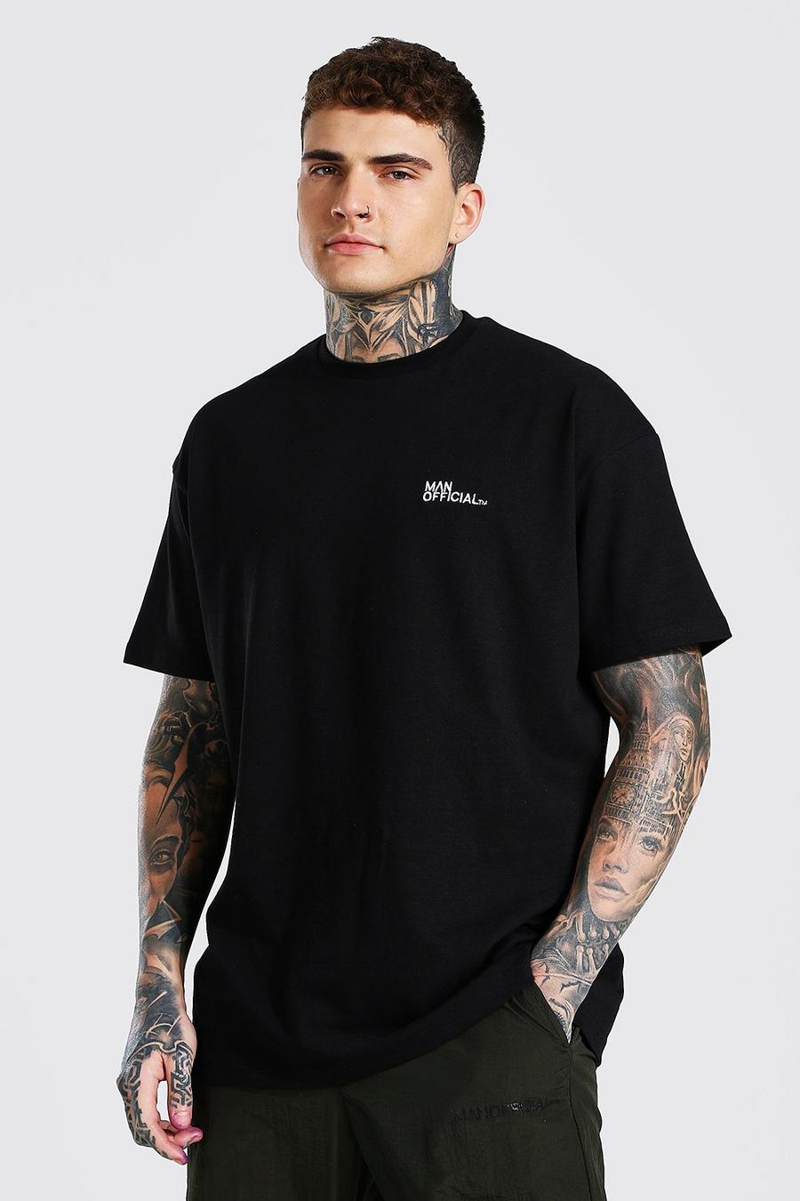 Man Official T-Shirt aus schwerem Gewebe in Übergröße, Schwarz image number 1