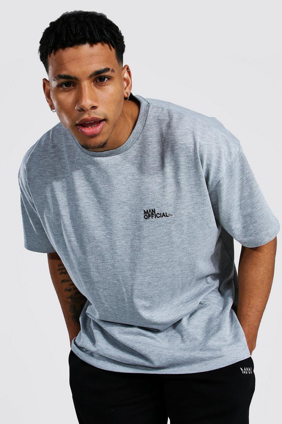 Grey marl Oversized Man Official Heavyweight T-shirt image number 1