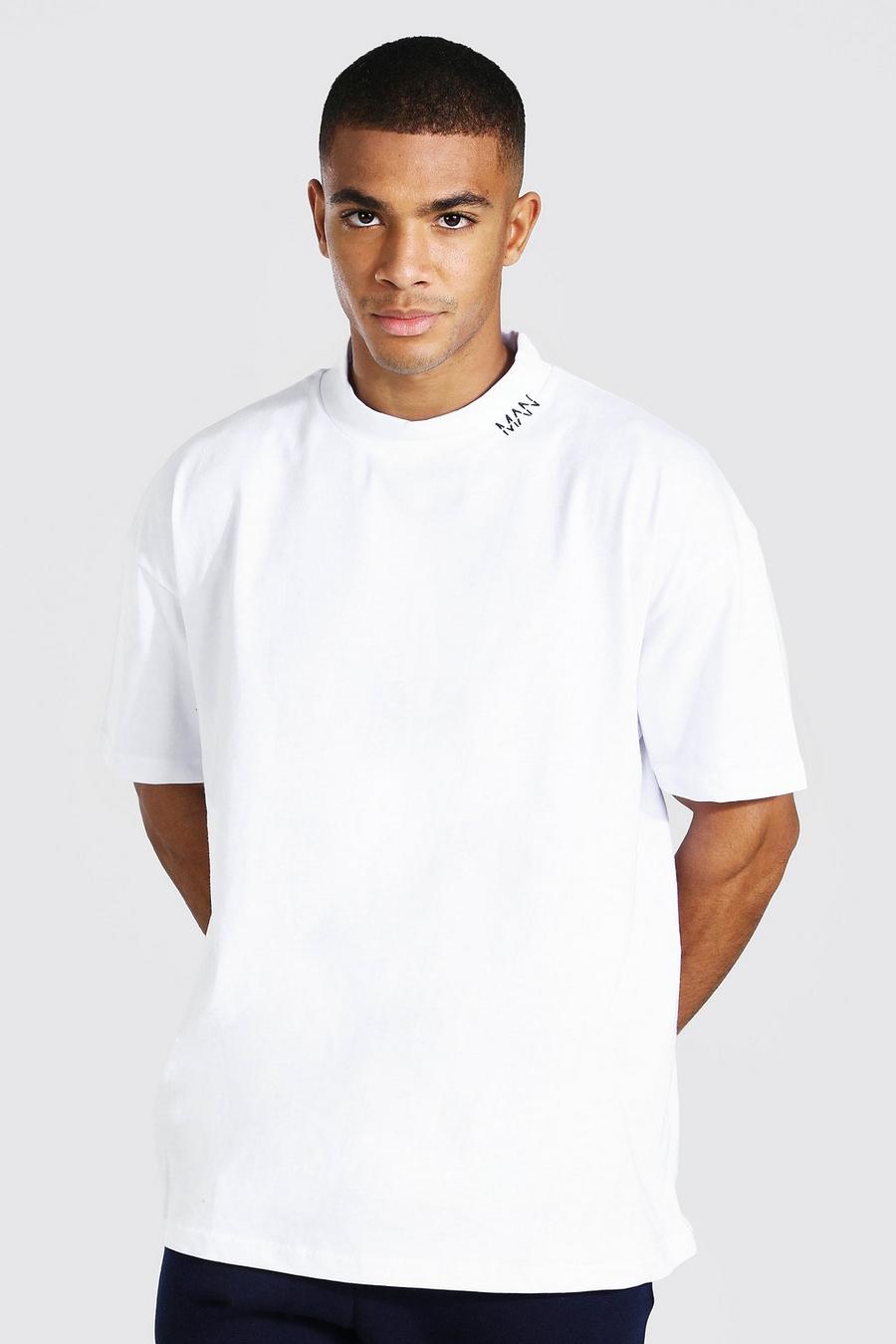 Schweres Man T-Shirt in Übergröße mit verlängertem Ausschnitt, Weiß image number 1