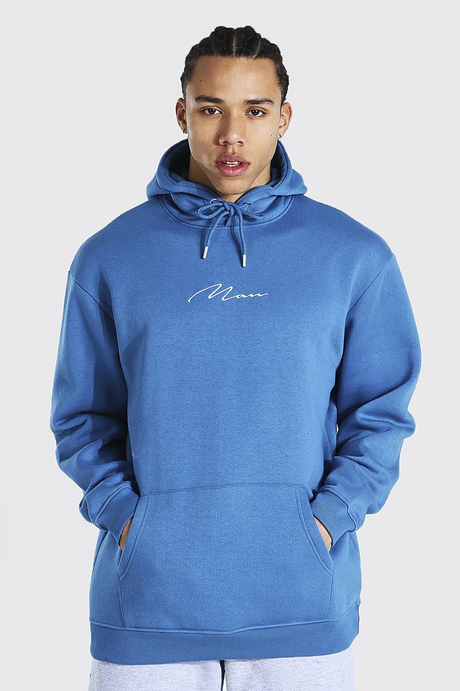 Blue Tall Man Signature Oversized Hoodie image number 1