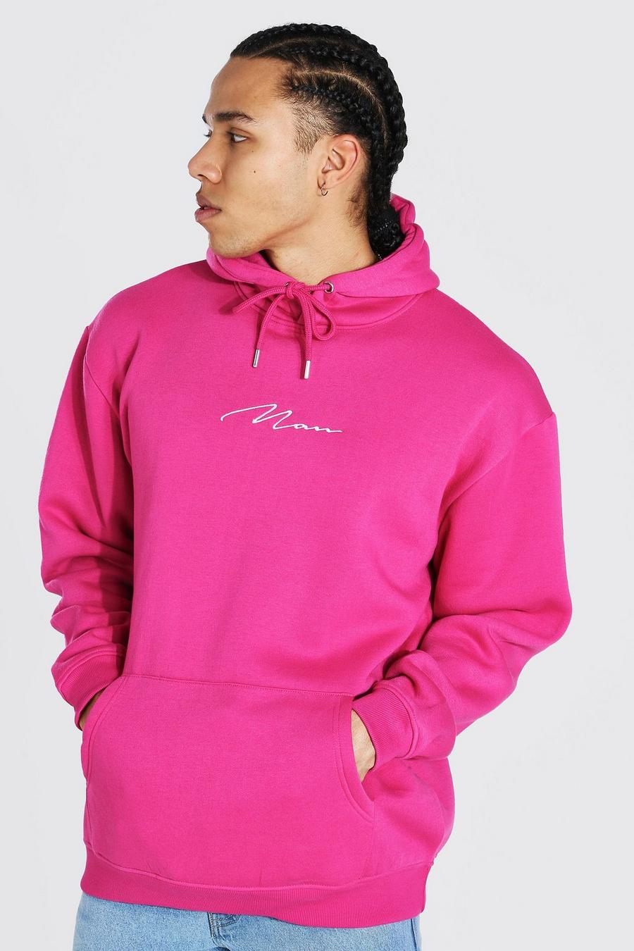 Pink Tall Oversized Man Signature Hoodie image number 1