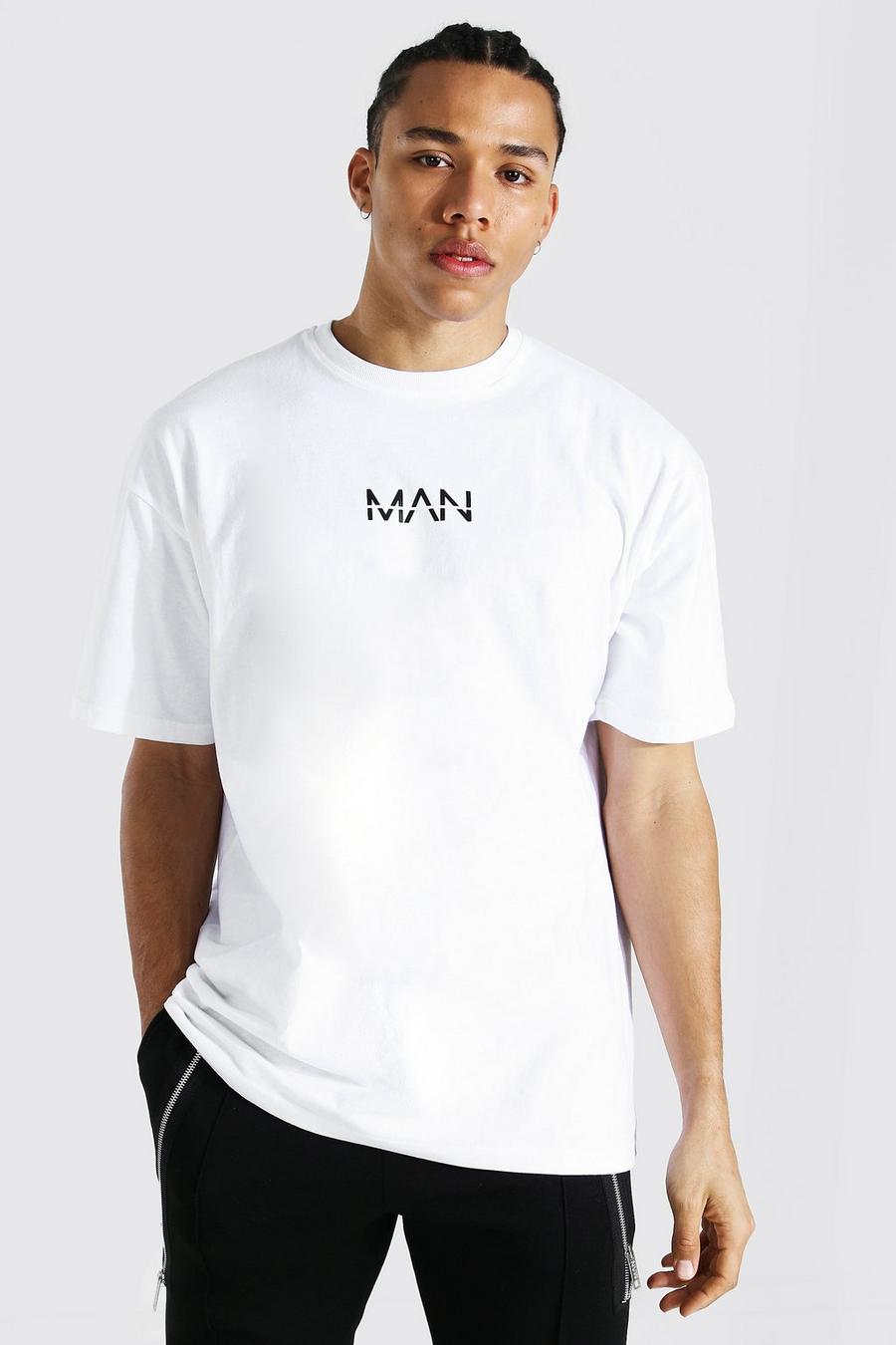 לבן טישרט אוברסייז עם כיתוב Man לגברים גבוהים image number 1