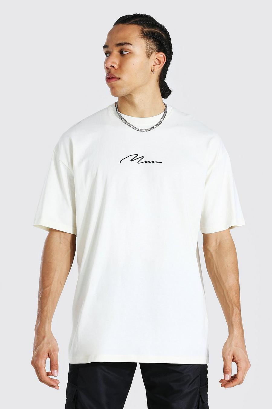 Ecru white Tall Man Signature Oversized T-shirt image number 1